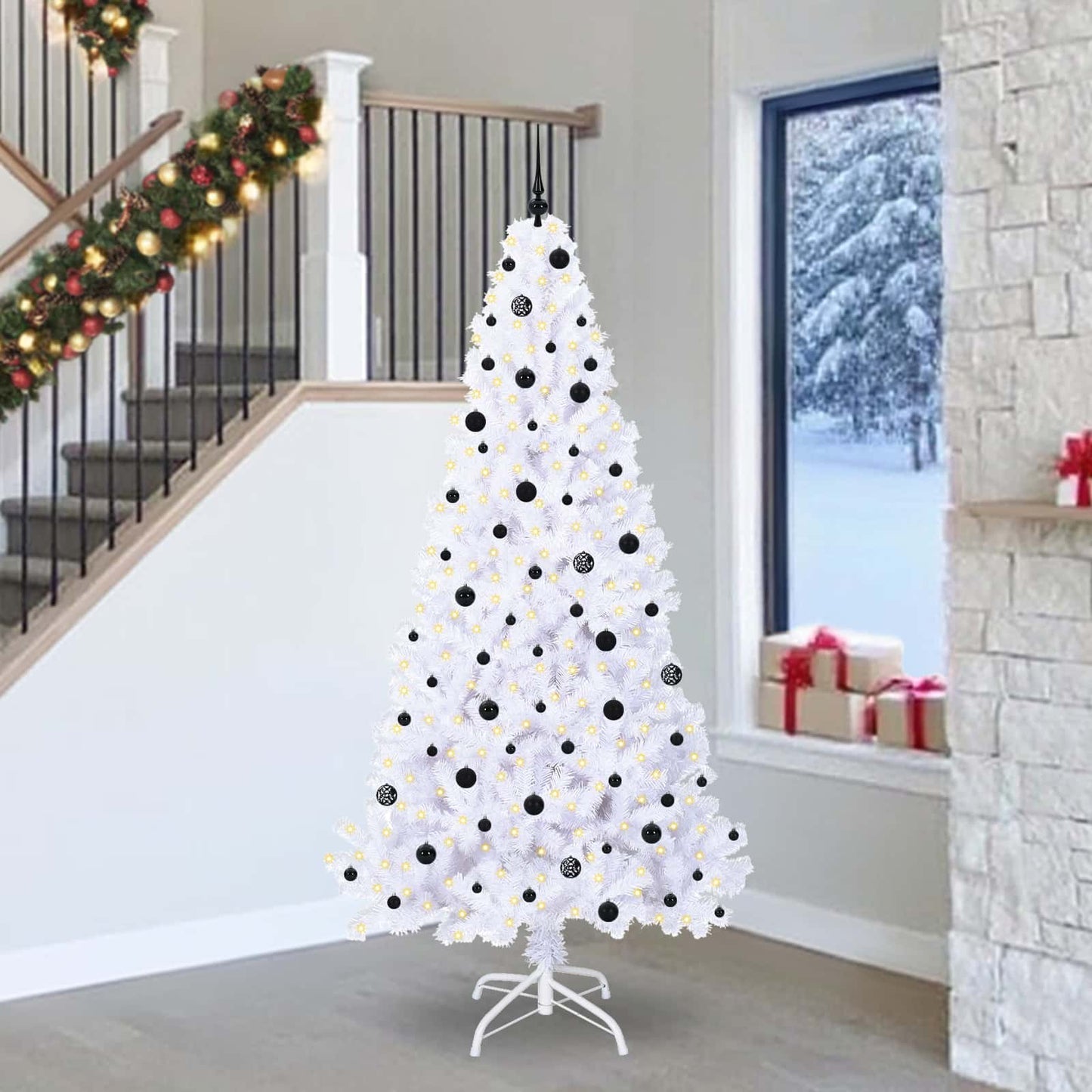 Künstlicher Weihnachtsbaum Weiß Pvc Und Stahl