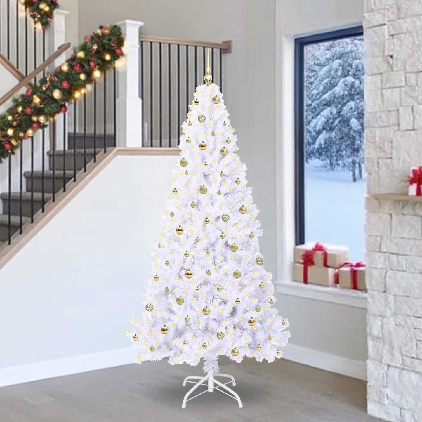 Künstlicher Weihnachtsbaum Weiß Pvc Und Stahl