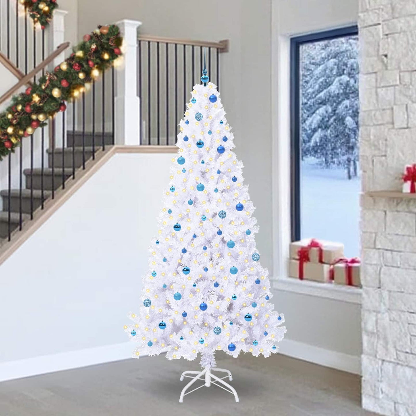 Künstlicher Weihnachtsbaum Weiß Pvc Und Stahl