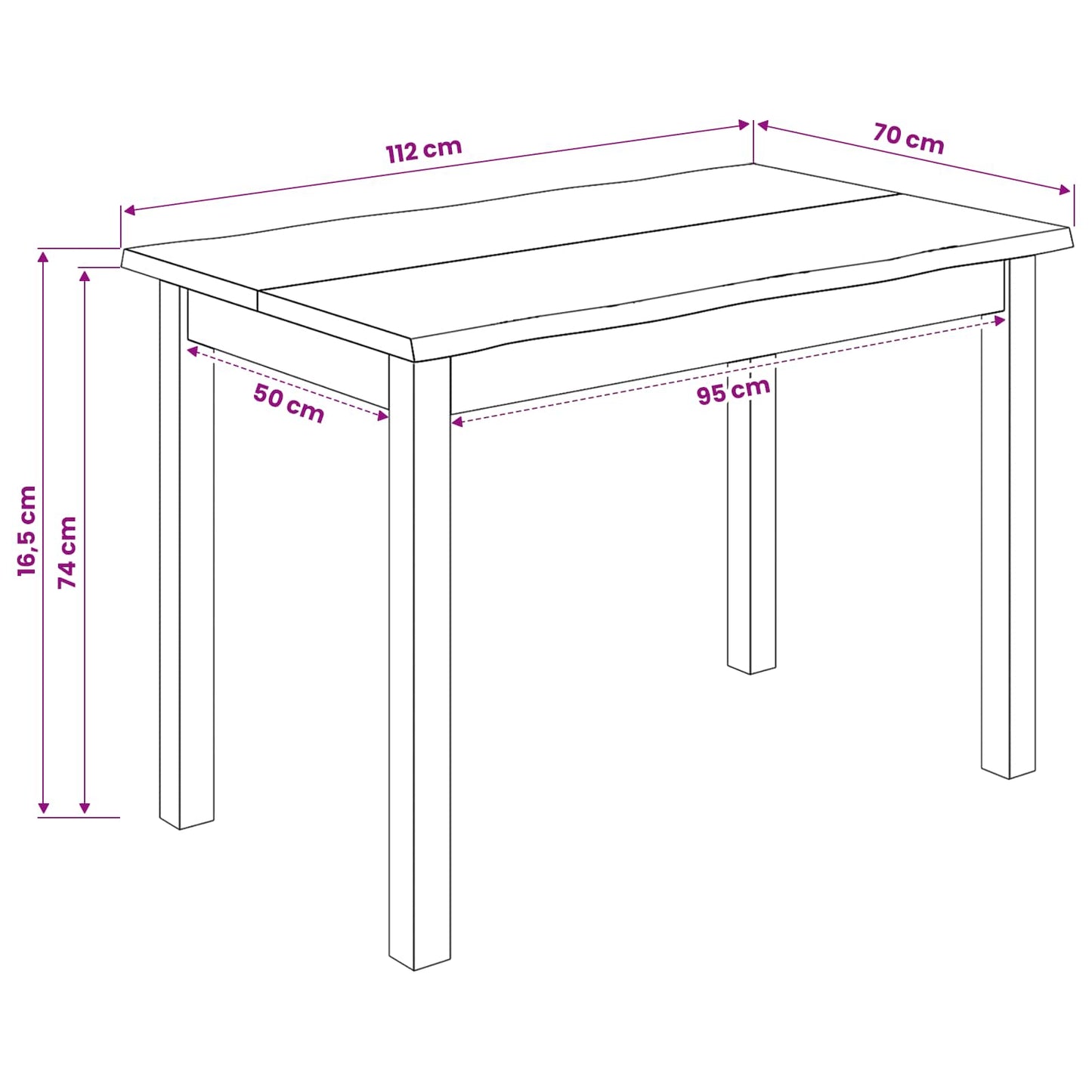Esstisch Ekai 112 X 70 X 76,5 Cm Massives Kiefernholz