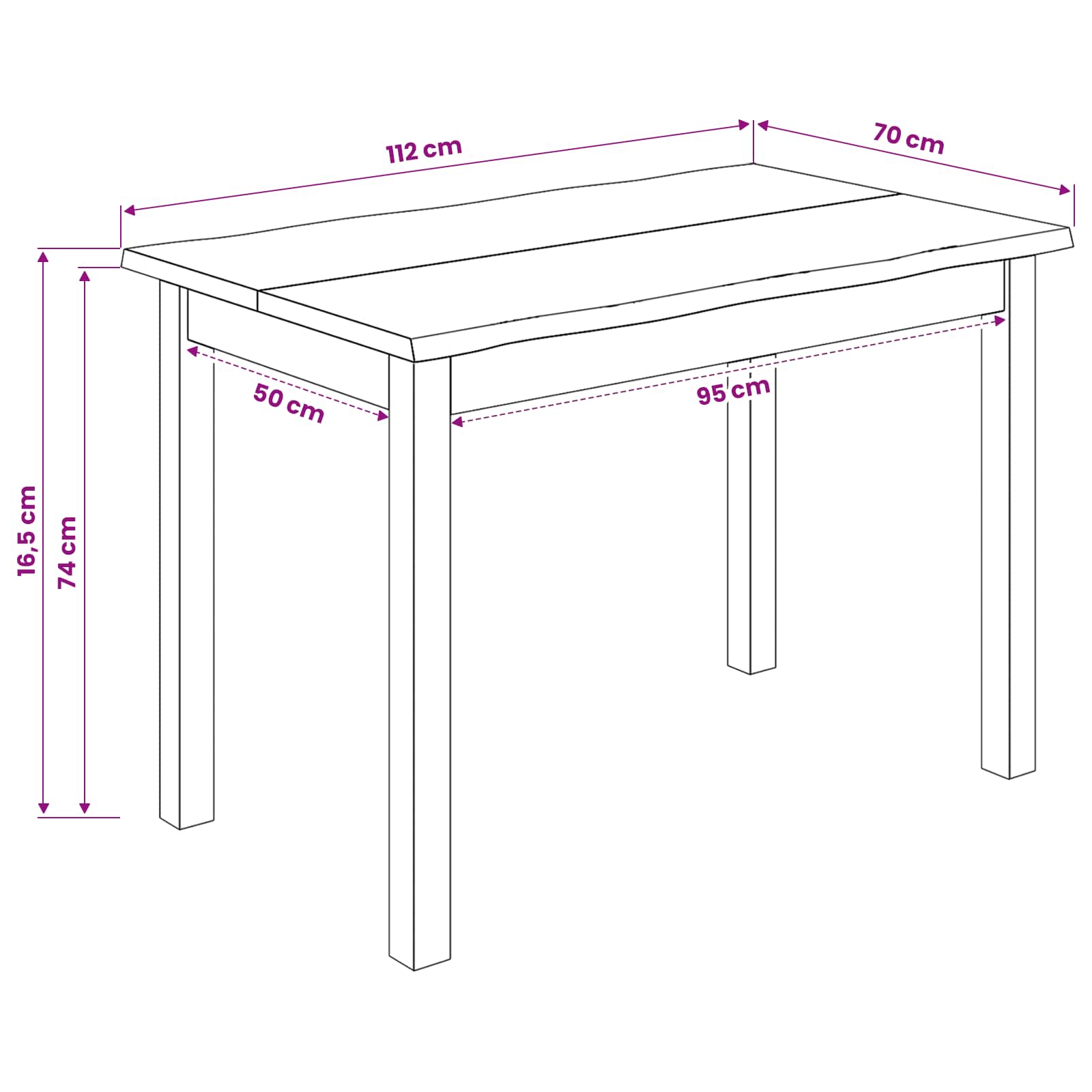 Esstisch Ekai 112 X 70 X 76,5 Cm Massives Kiefernholz