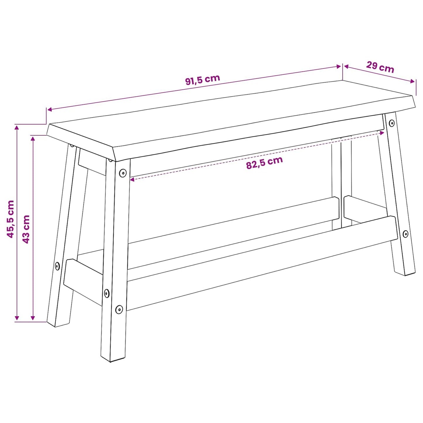 Esstischbank Ekai 91,5 X 29 X 45,5 Cm