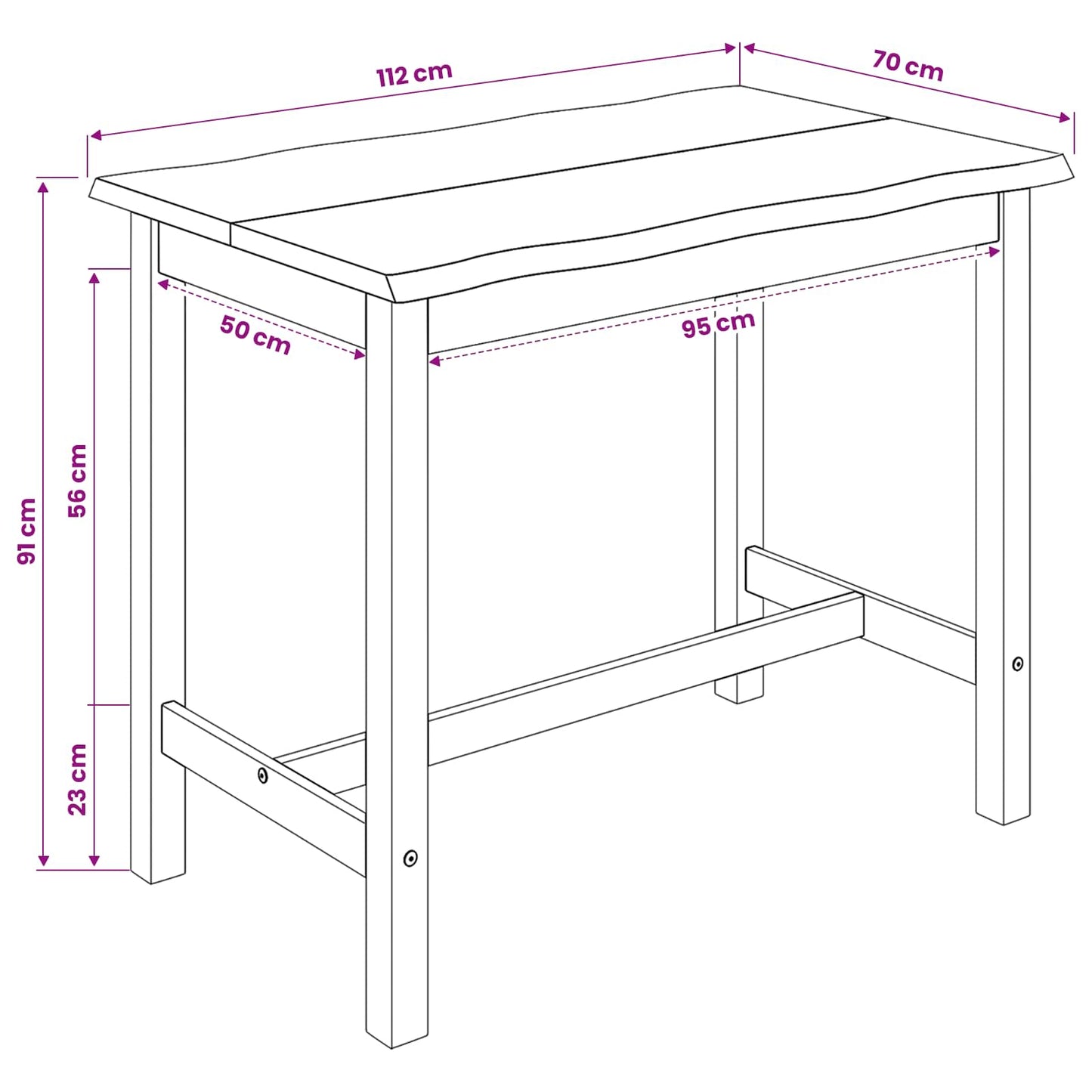 Hohe Bar-Tisch Ekai 112 X 70 X 91 Cm