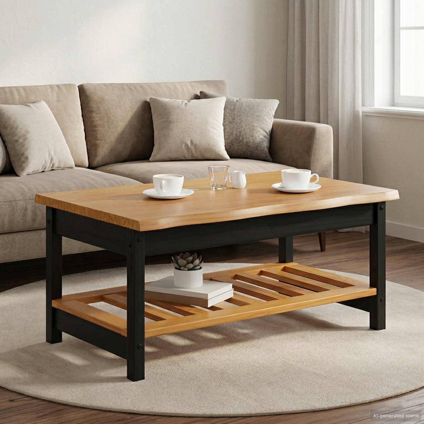 Couchtisch Ekai 100 X 60 X 45,5 Cm Massives Kiefernholz