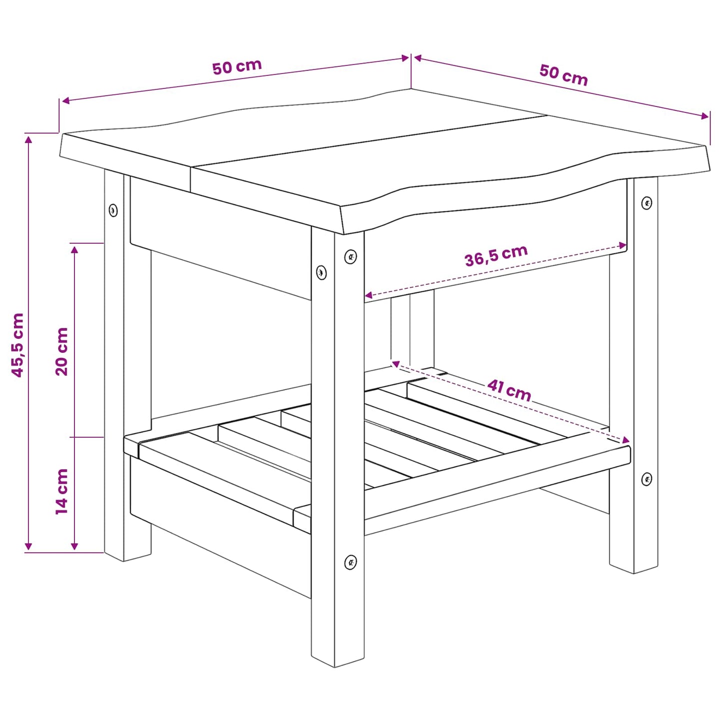 Beistelltisch Mit Regal Ekai 50 X 50 X 45,5 Cm