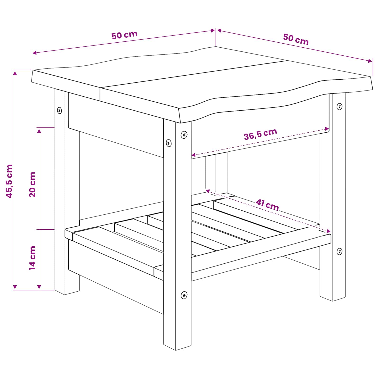 Beistelltisch Mit Regal Ekai 50 X 50 X 45,5 Cm
