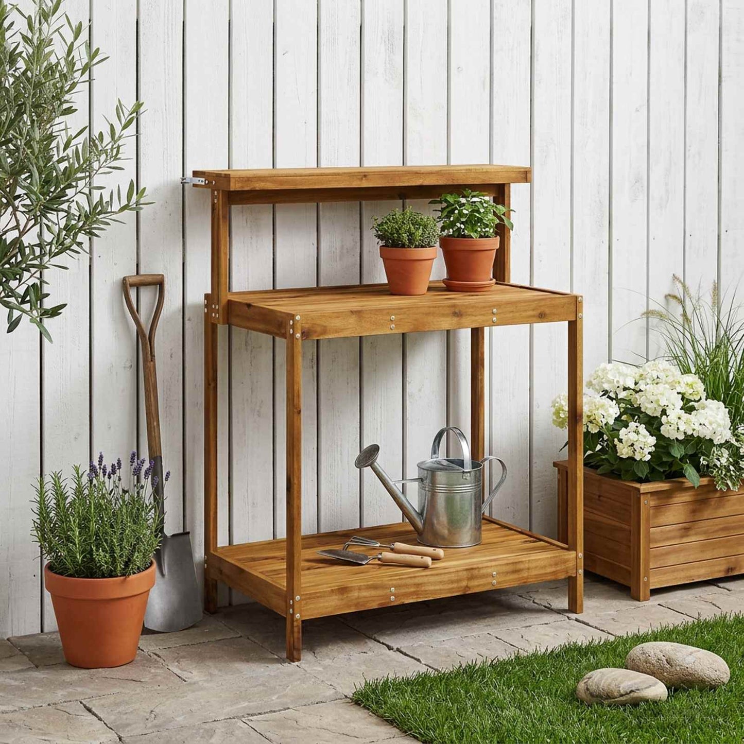 Outdoor Umtopfbank Massivholz Akazie