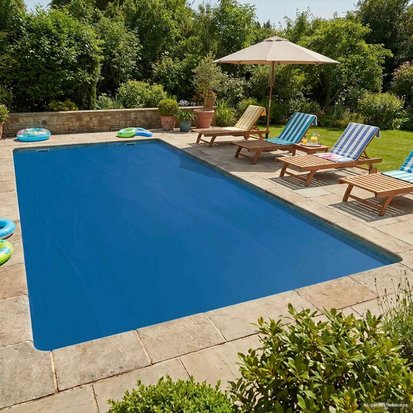 Rechteckige Pool-Abdeckung Pe Blau