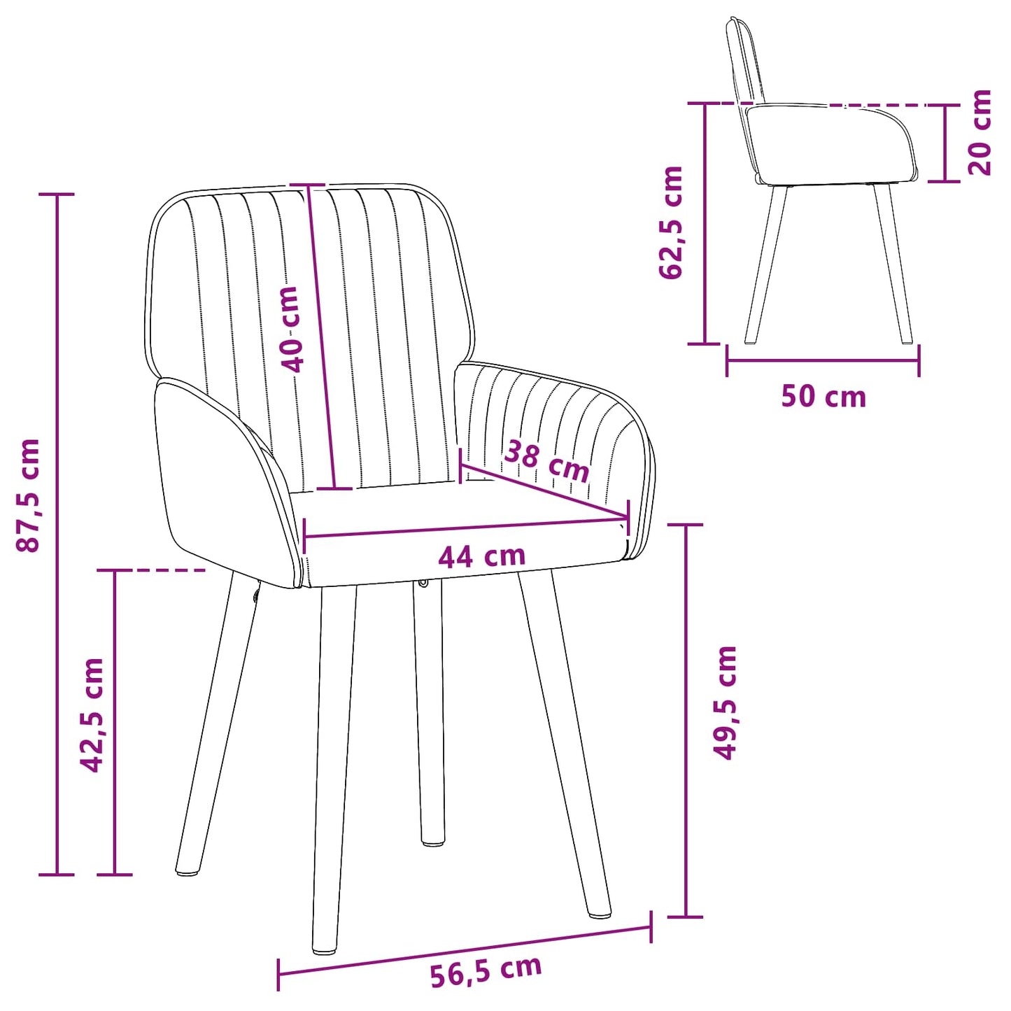 Esszimmerstühle 4 Pcs Stoff 56,5 X 50 X 87,5 Cm