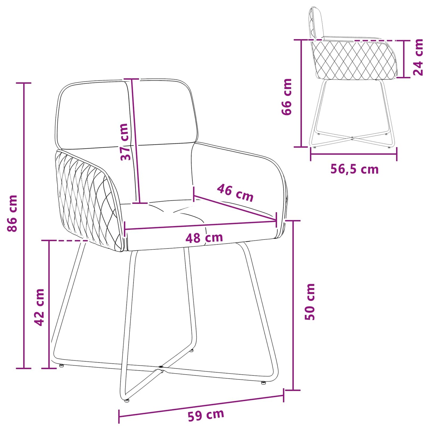 Esszimmerstühle 4 Pcs Samt 59 X 56,5 X 86 Cm