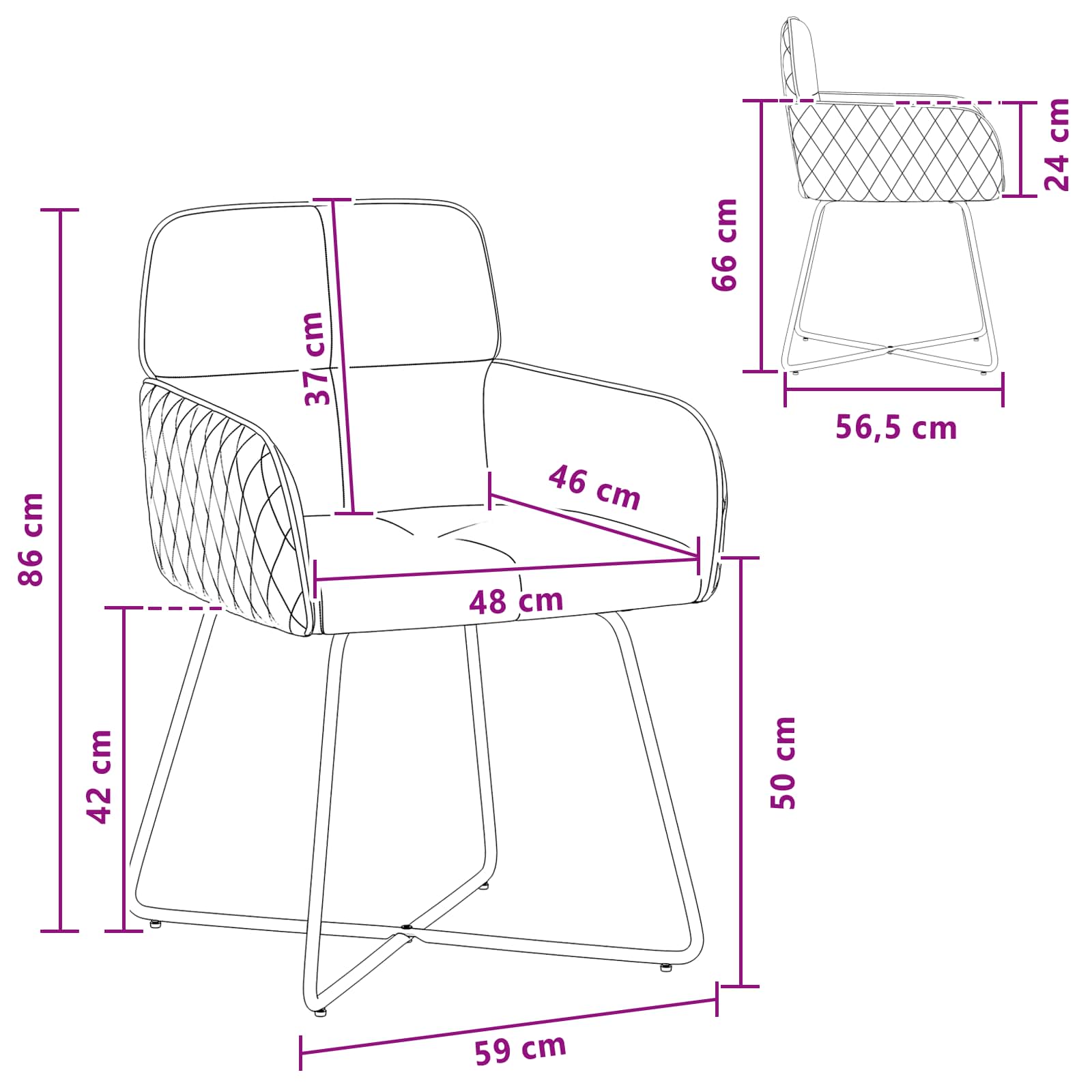 Esszimmerstühle 4 Pcs Samt 59 X 56,5 X 86 Cm