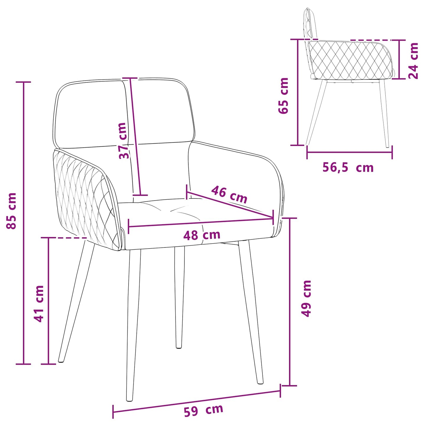 Esszimmerstühle 4 Pcs Kunstwildleder 59 X 56,5 X 85 Cm