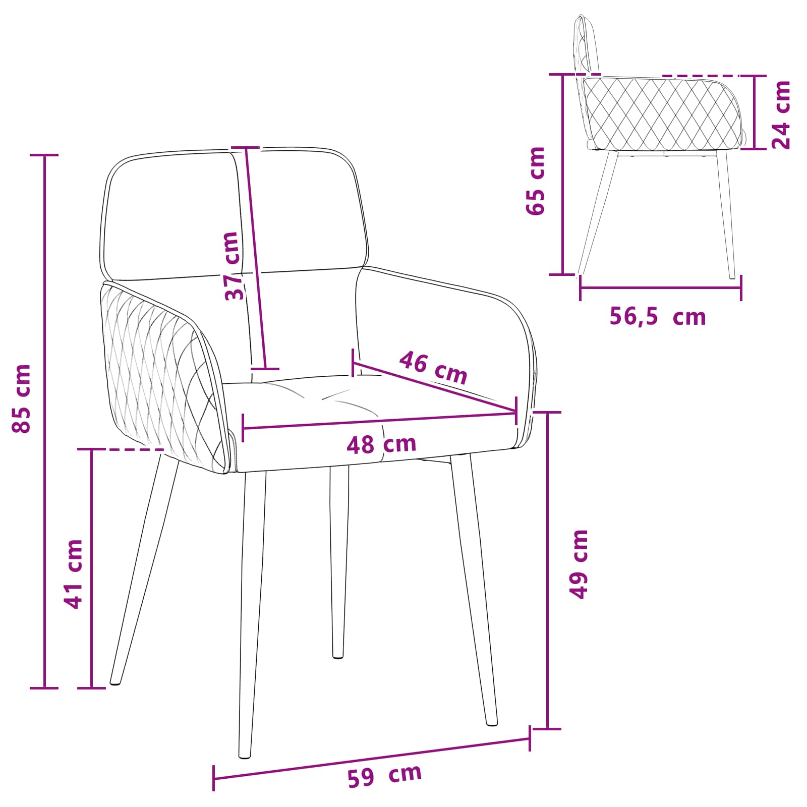 Esszimmerstühle 4 Pcs Kunstwildleder 59 X 56,5 X 85 Cm