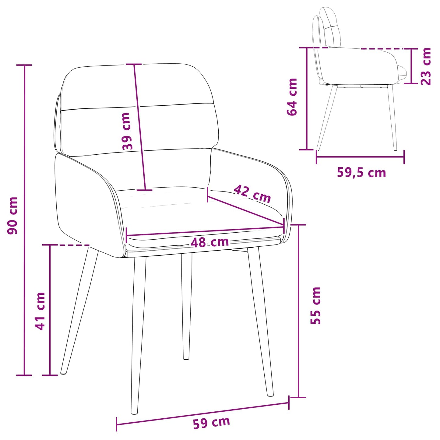 Esszimmerstühle 4 Pcs Samt 59 X 59,5 X 90 Cm