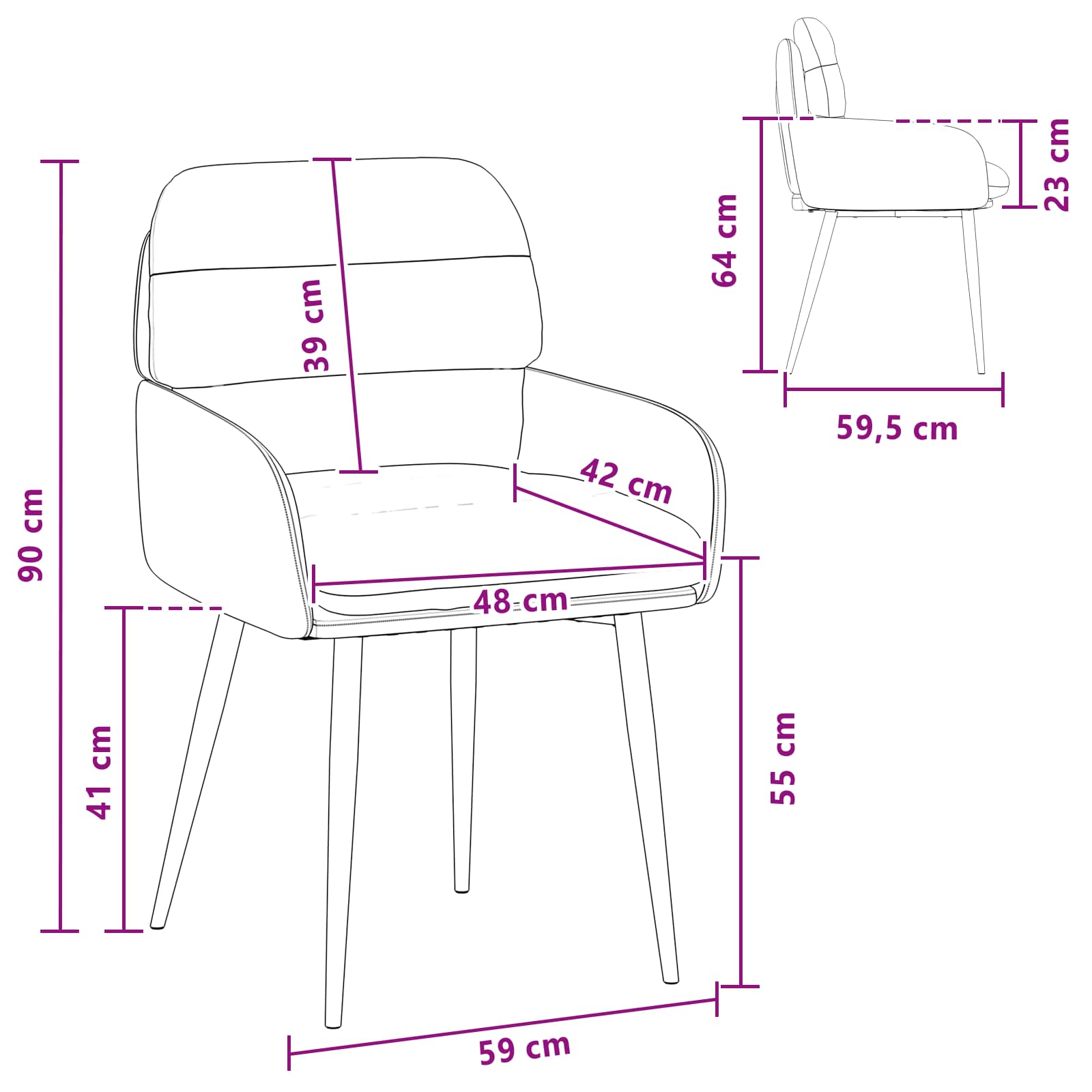 Esszimmerstühle 4 Pcs Samt 59 X 59,5 X 90 Cm