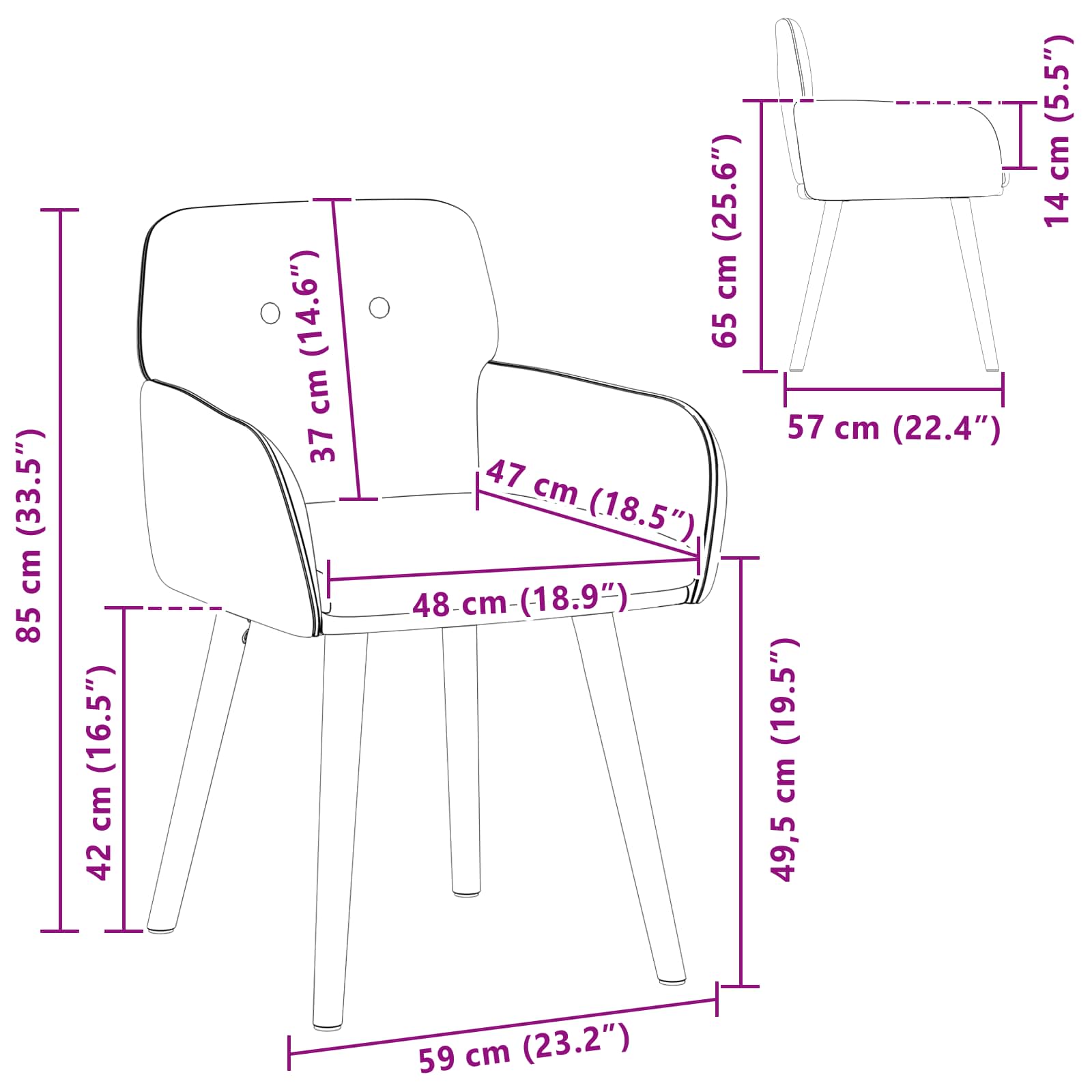 Esszimmerstühle 4 Pcs Bouclé 59 X 57 X 85 Cm