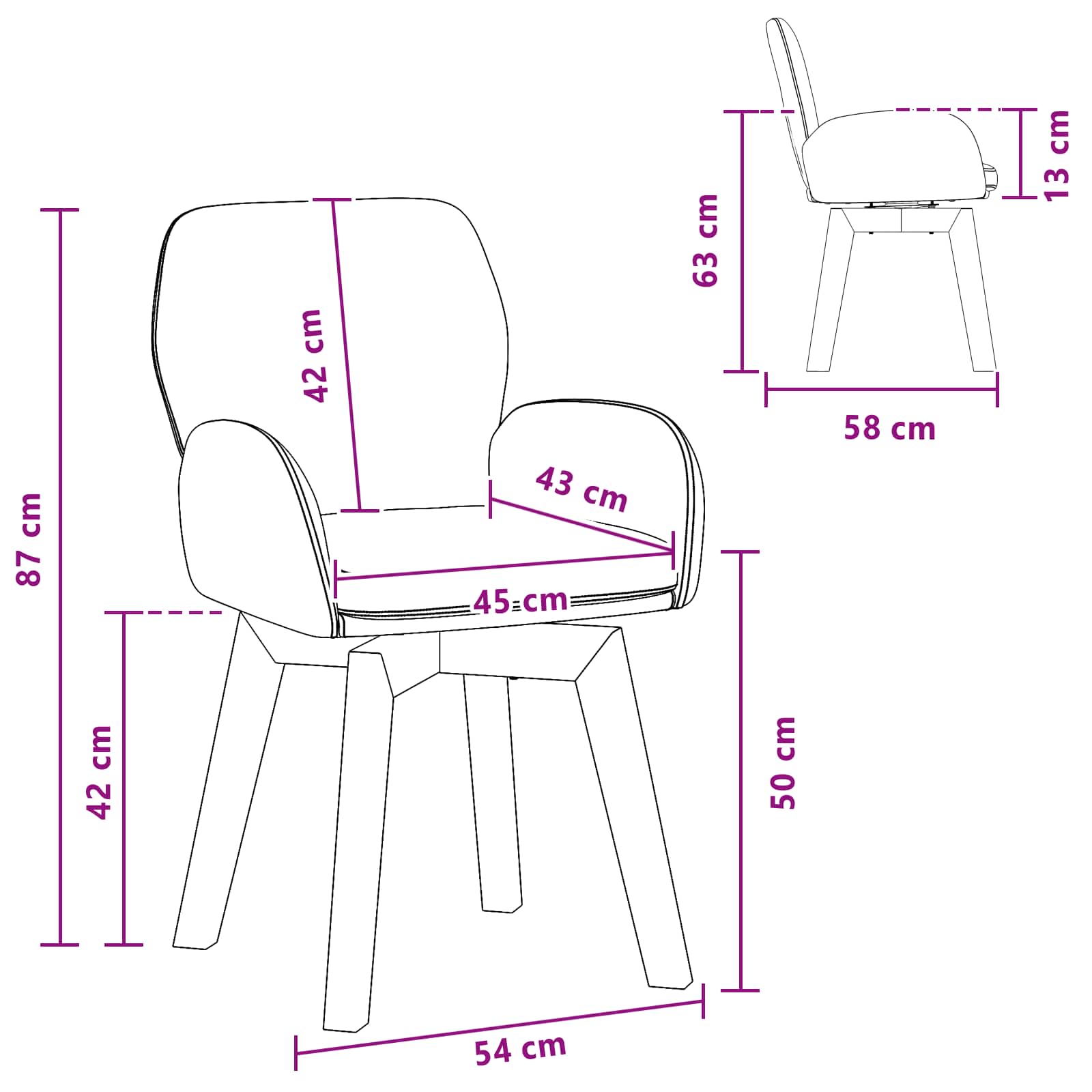 Drehstuhl Esszimmer 4 Pcs Bouclé 54 X 58 X 87 Cm