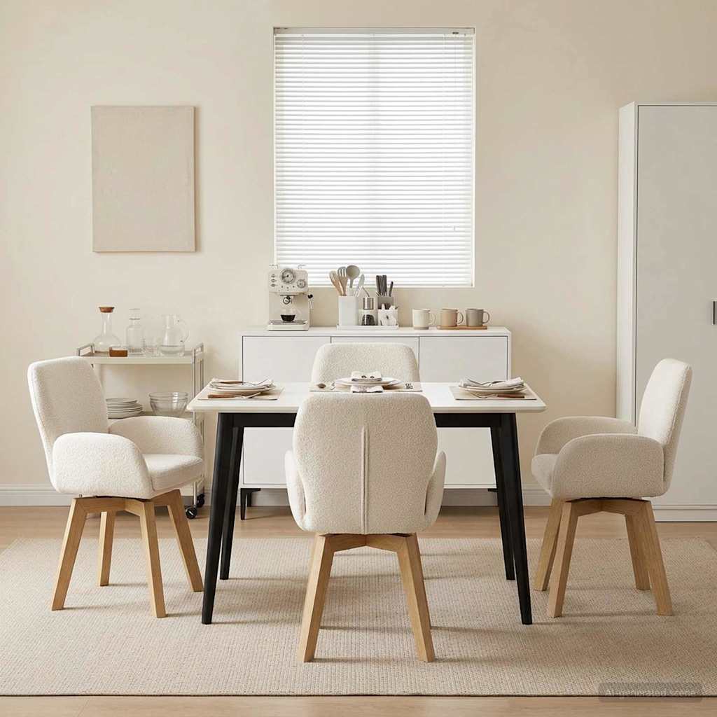 Drehstuhl Esszimmer 4 Pcs Bouclé 54 X 58 X 87 Cm