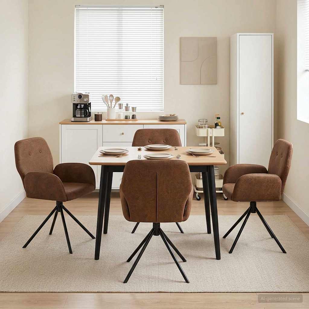 Drehstuhl Esszimmer 4 Pcs Kunstwildleder 54 X 55 X 86 Cm