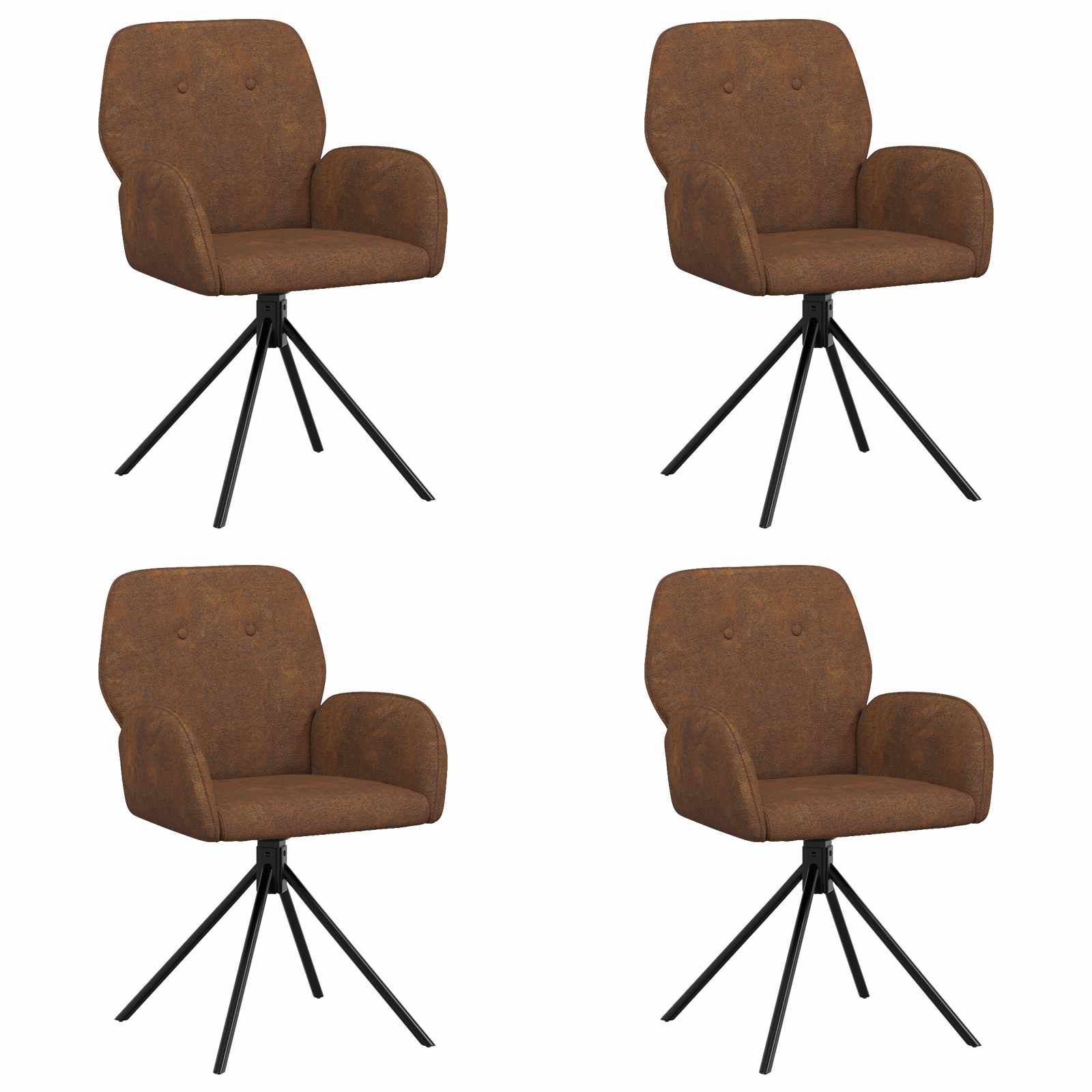 Drehstuhl Esszimmer 4 Pcs Kunstwildleder 54 X 55 X 86 Cm