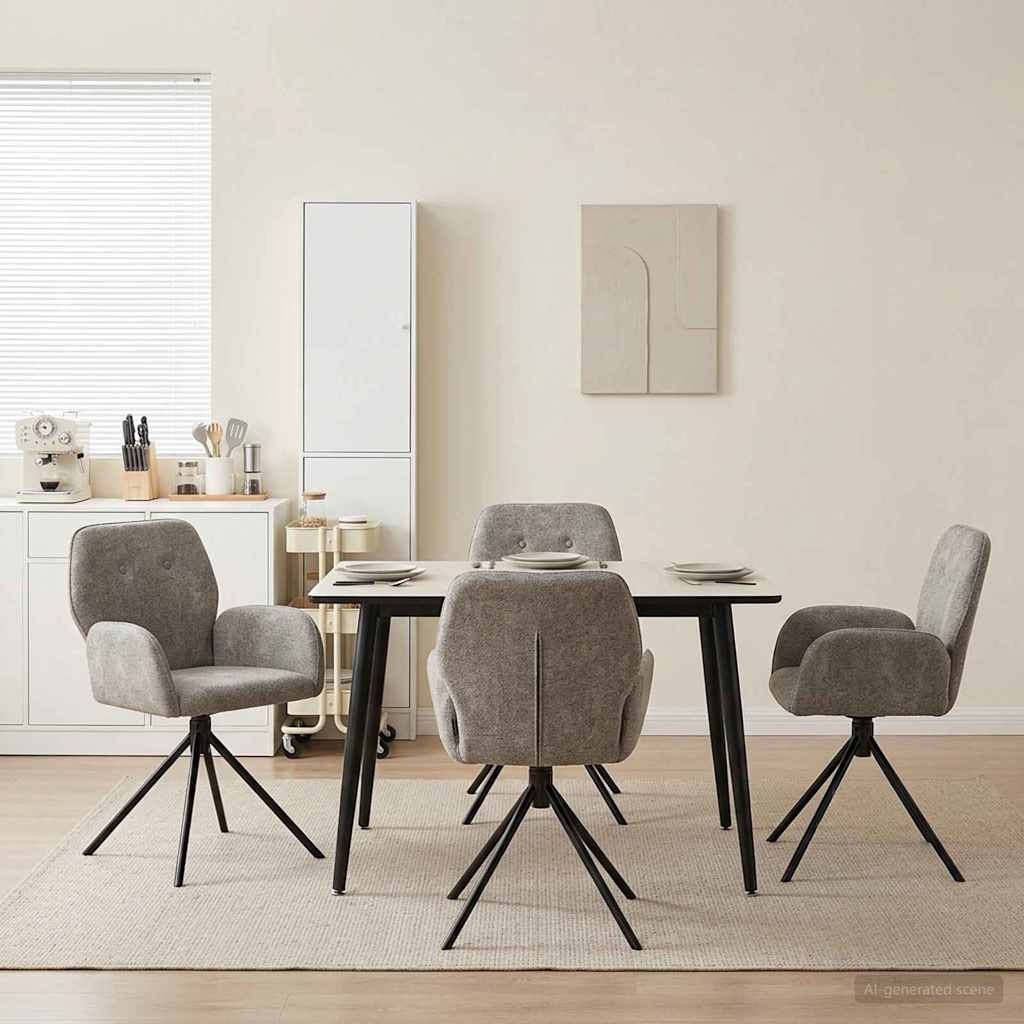 Drehstuhl Esszimmer 4 Pcs Kunstwildleder 54 X 55 X 86 Cm