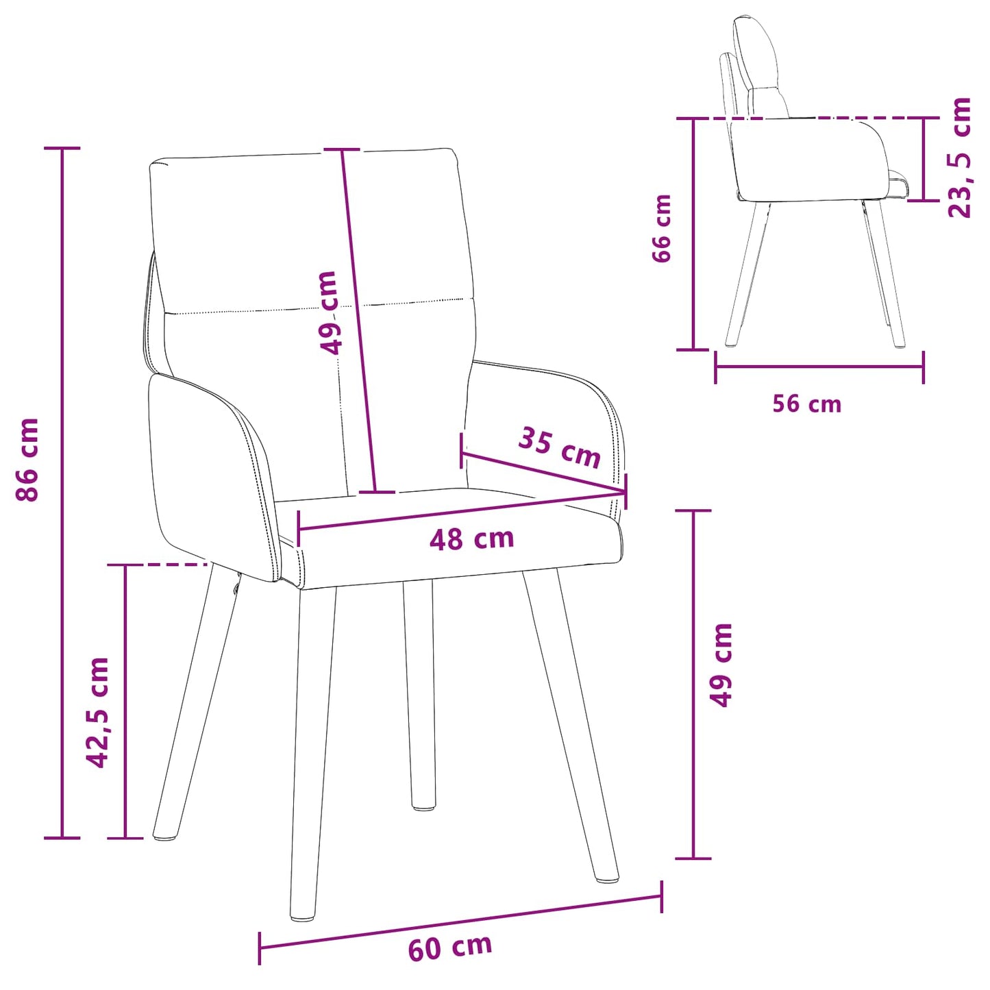 Esszimmerstühle 4 Pcs Stoff 60 X 56 X 96 Cm