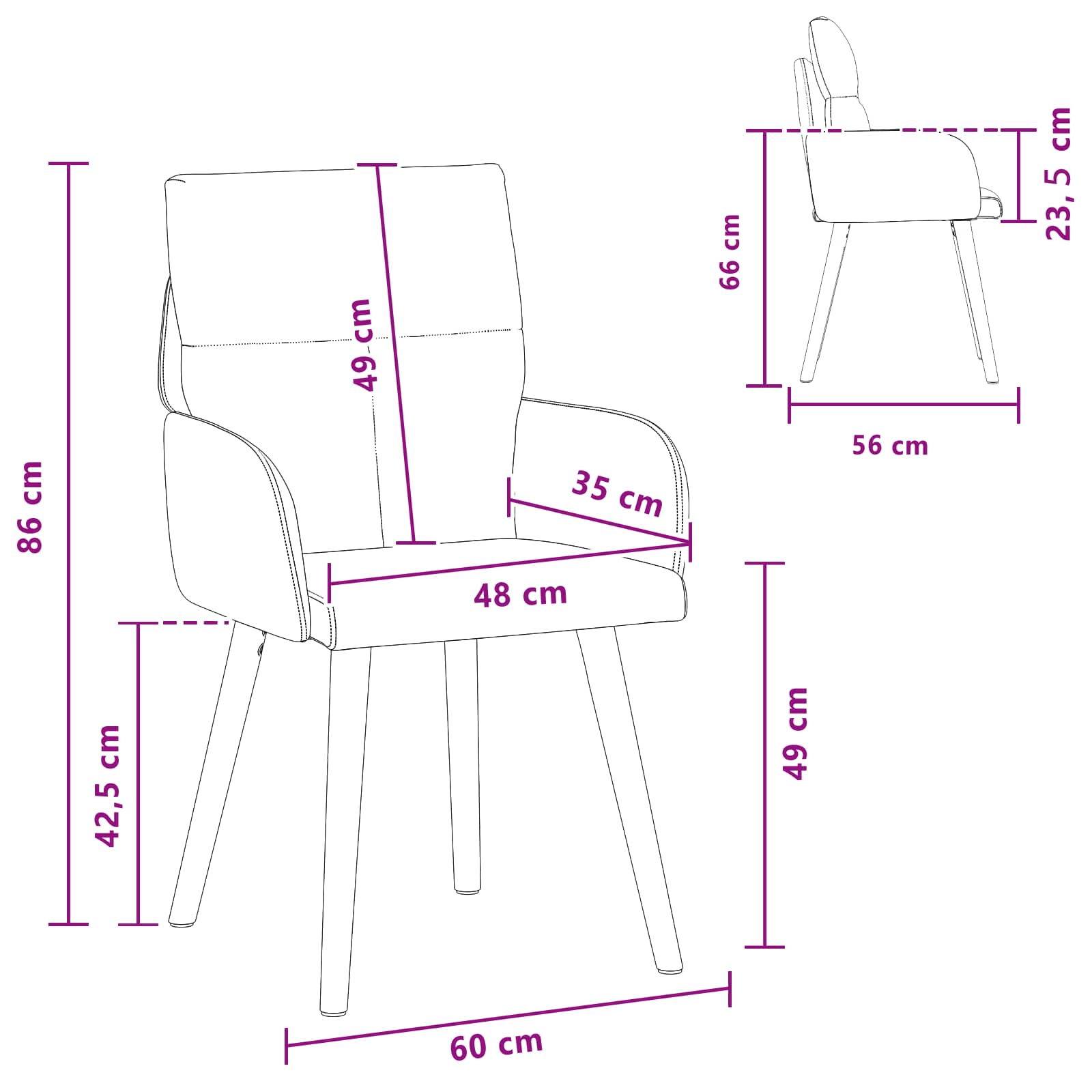 Esszimmerstühle 4 Pcs Stoff 60 X 56 X 96 Cm