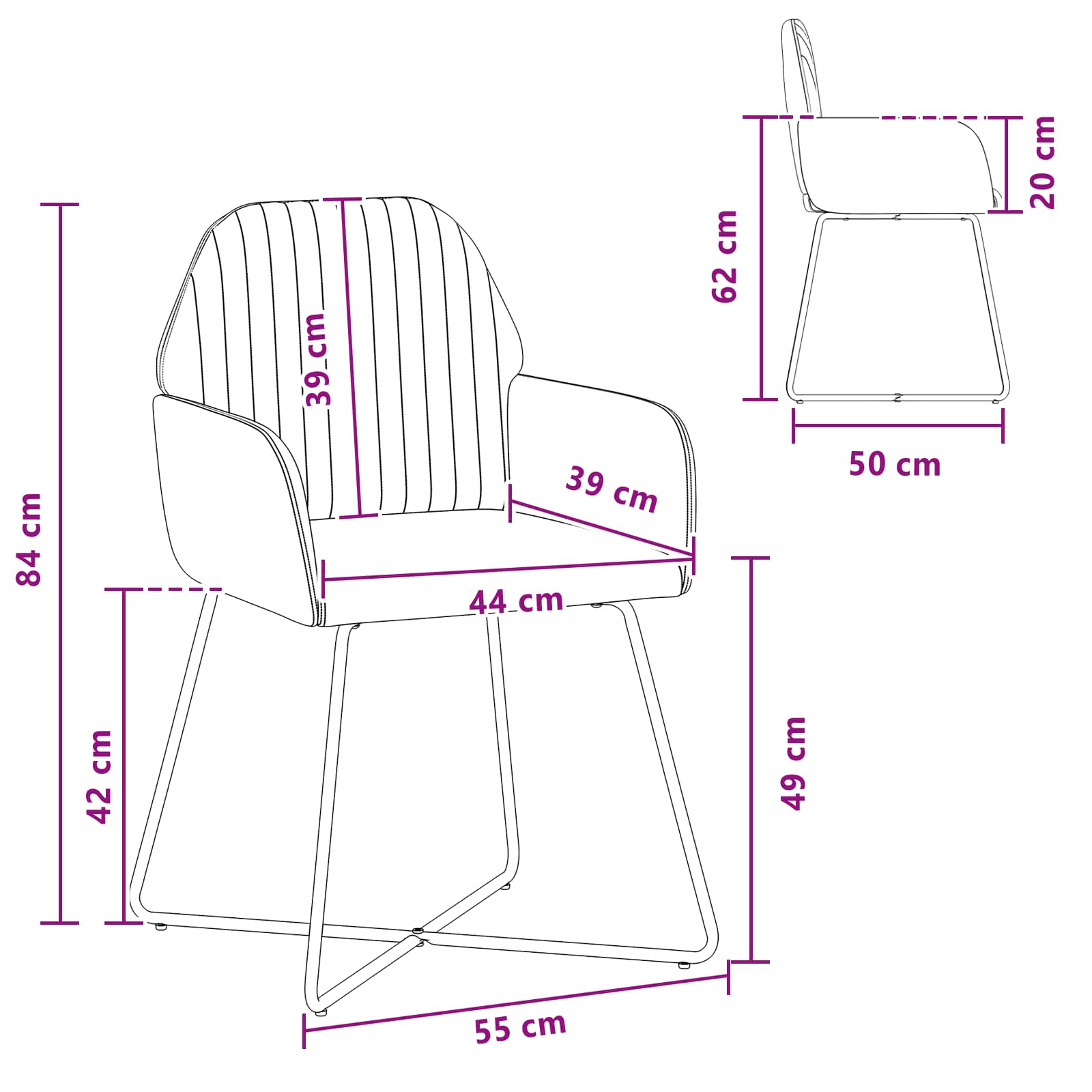 Esszimmerstühle 4 Pcs Samt 55 X 50 X 84 Cm