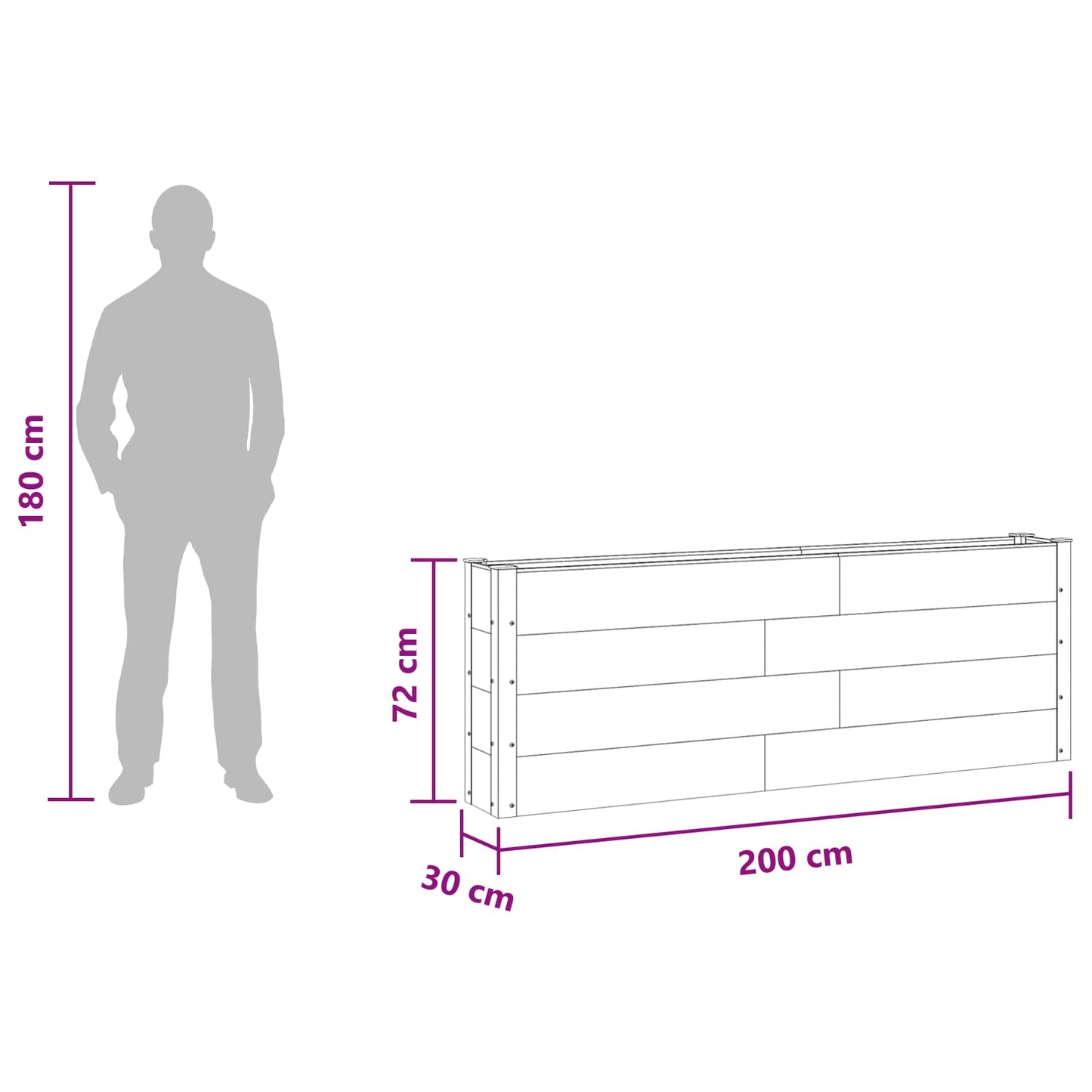 Hochbeet Grau 200 X 30 X 72 Cm Wpc Und Aluminium