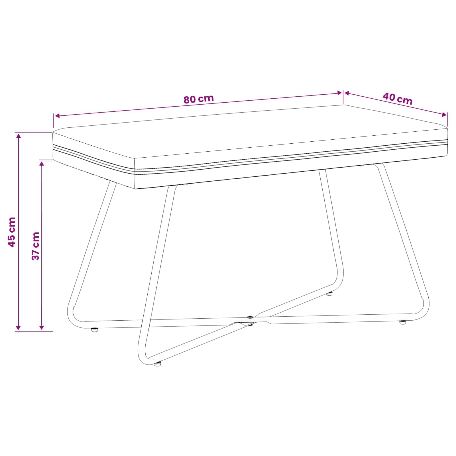 Bank Uni 80 X 40 X 45 Cm Samt