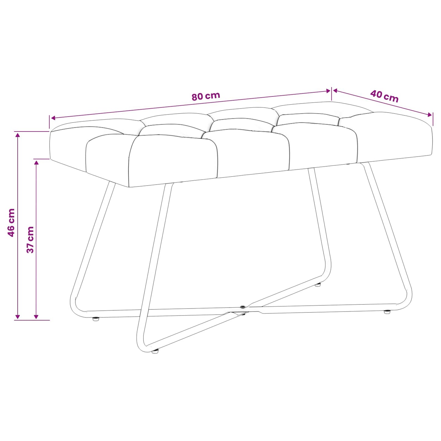 Bank Mit Knopfheftung 80 X 40 X 46 Cm Stoff