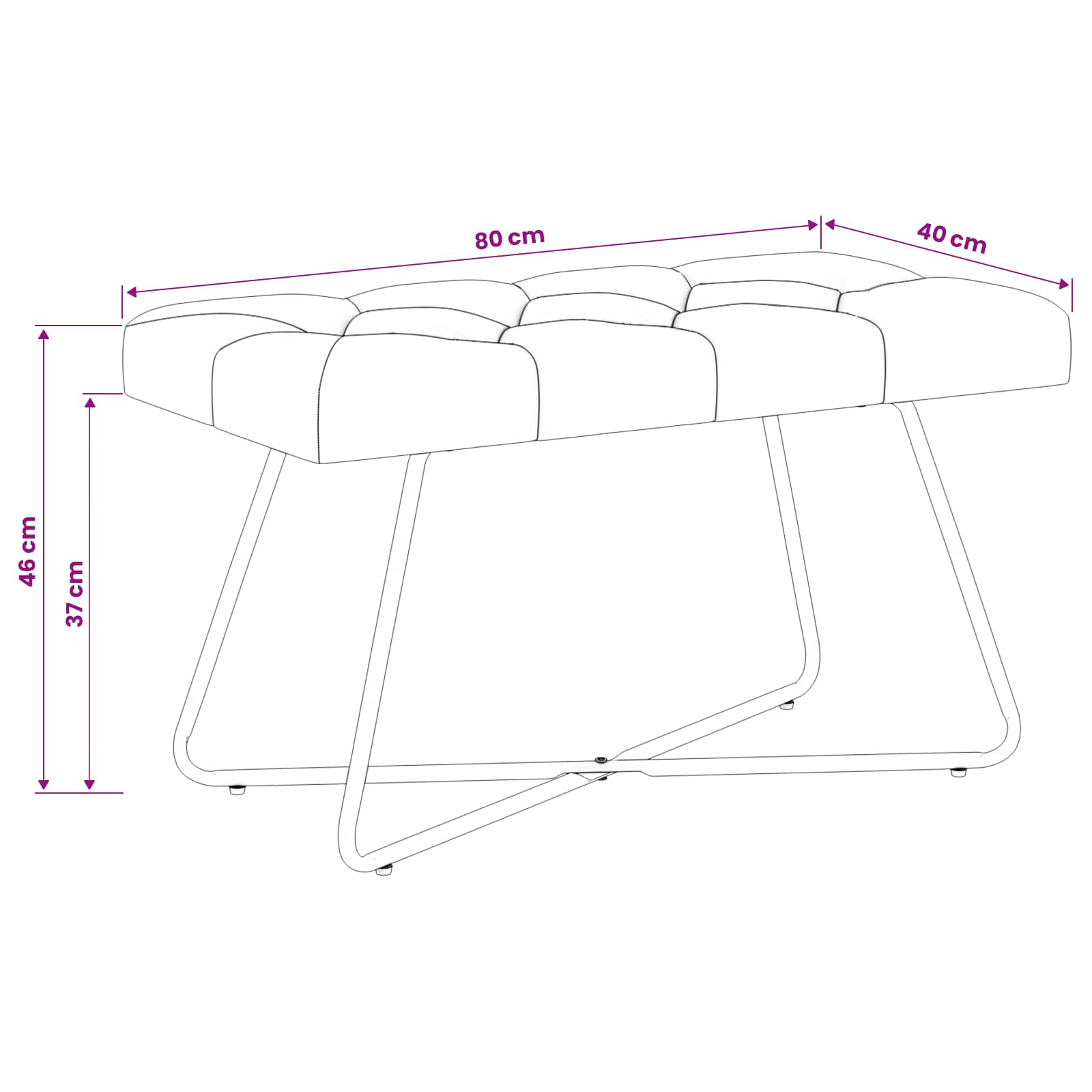 Bank Mit Knopfheftung 80 X 40 X 46 Cm Stoff