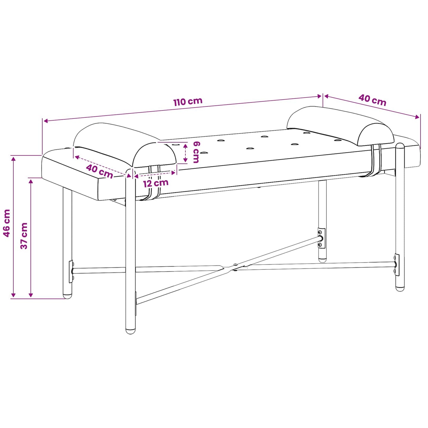 Knopfgepolsterte Bank Mit Kissen 110 X 40 X 46 Cm Samt
