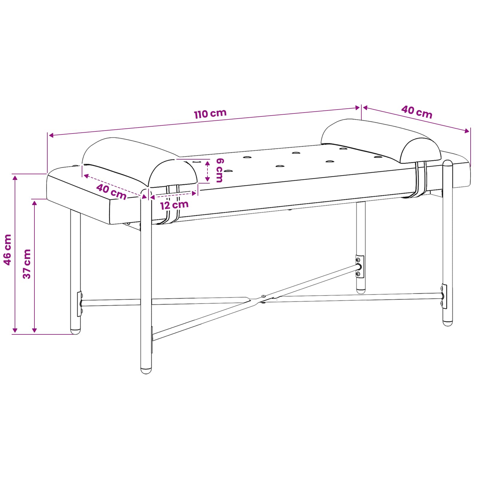Knopfgepolsterte Bank Mit Kissen 110 X 40 X 46 Cm Samt
