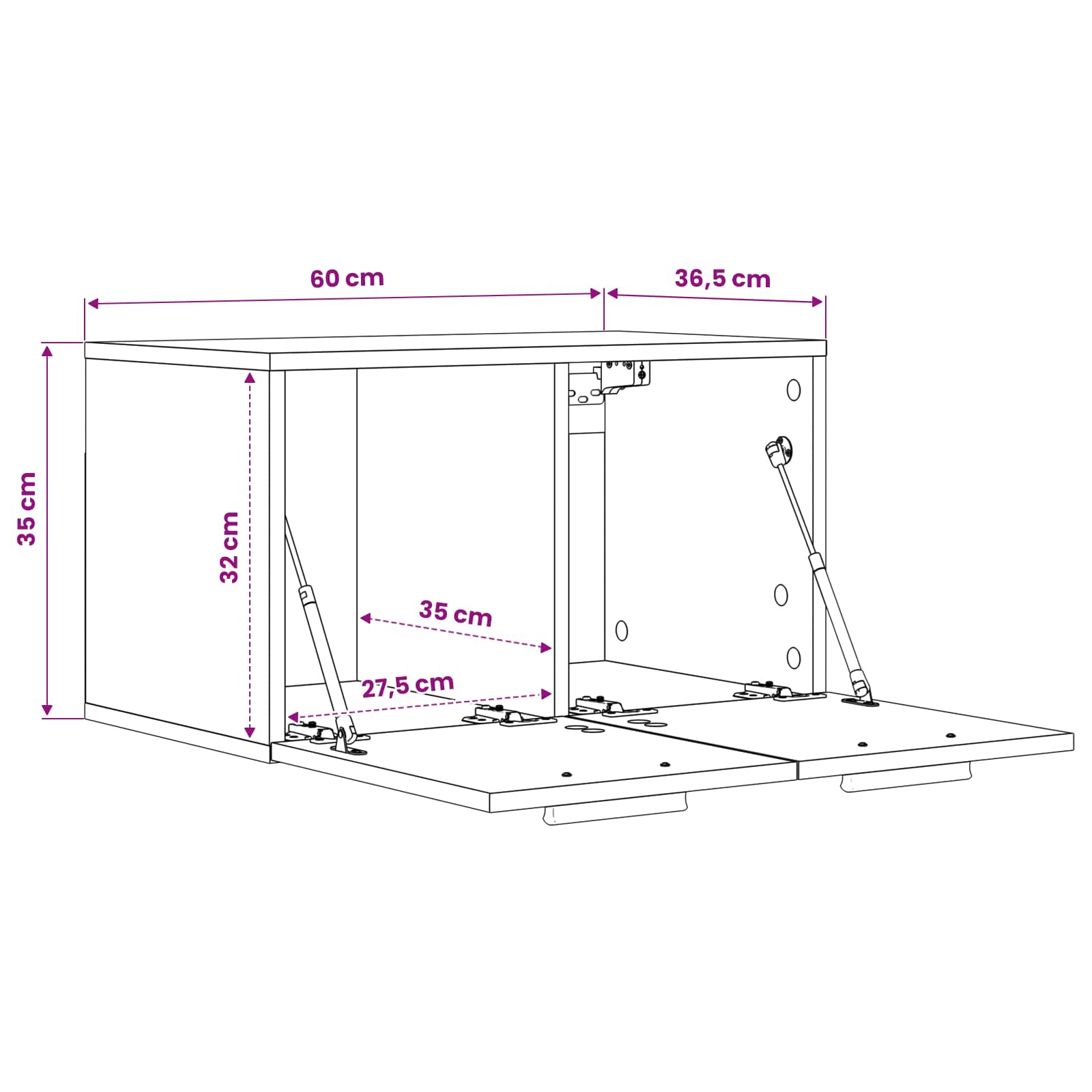Wandschrank 60 X 36,5 X 35 Cm Holzwerkstoff
