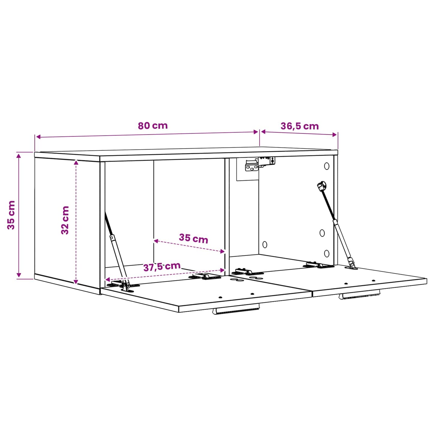 Wandschrank Wandhalterung 80 X 36,5 X 35 Cm