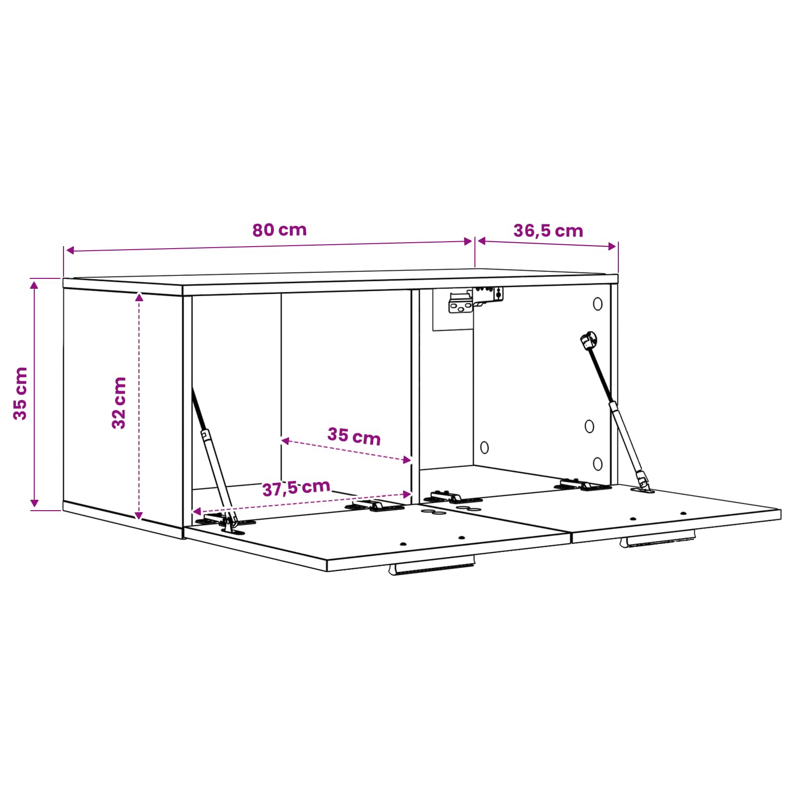 Wandschrank Wandhalterung 80 X 36,5 X 35 Cm
