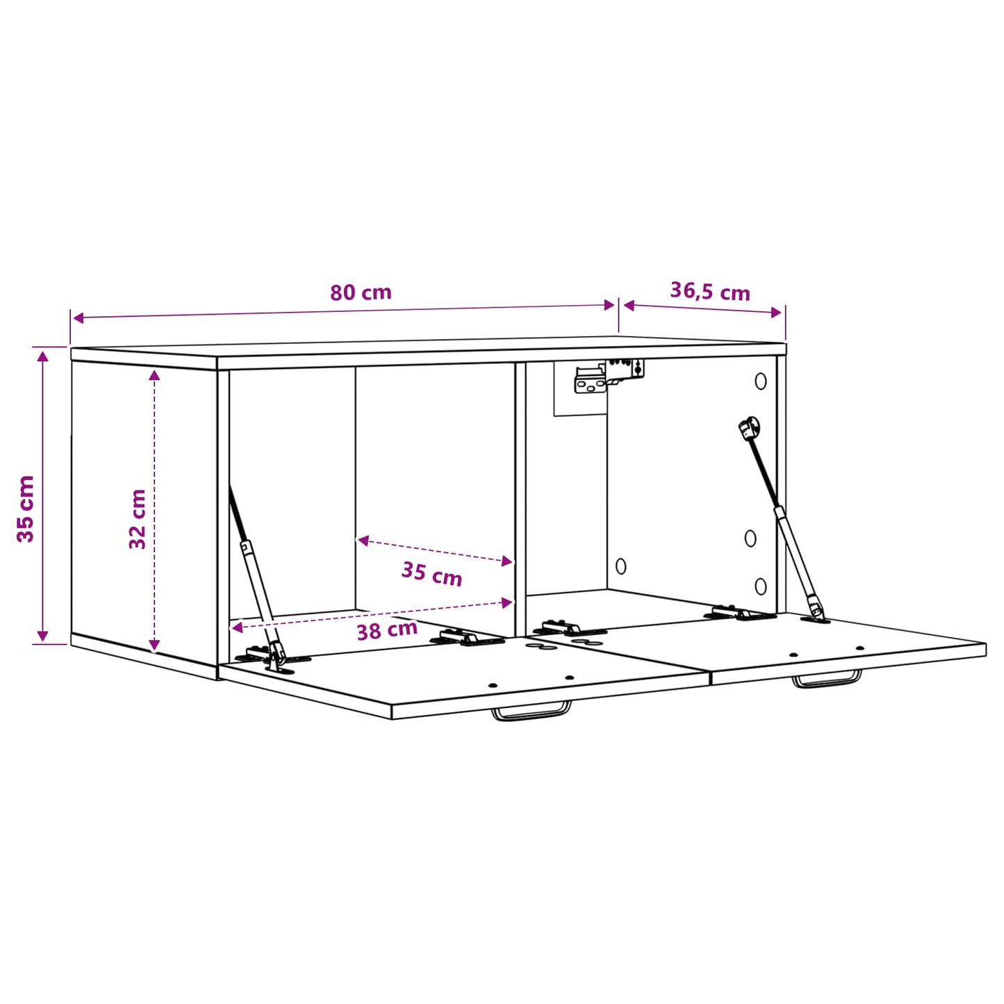 Wandschrank Wandhalterung 80 X 36,5 X 35 Cm