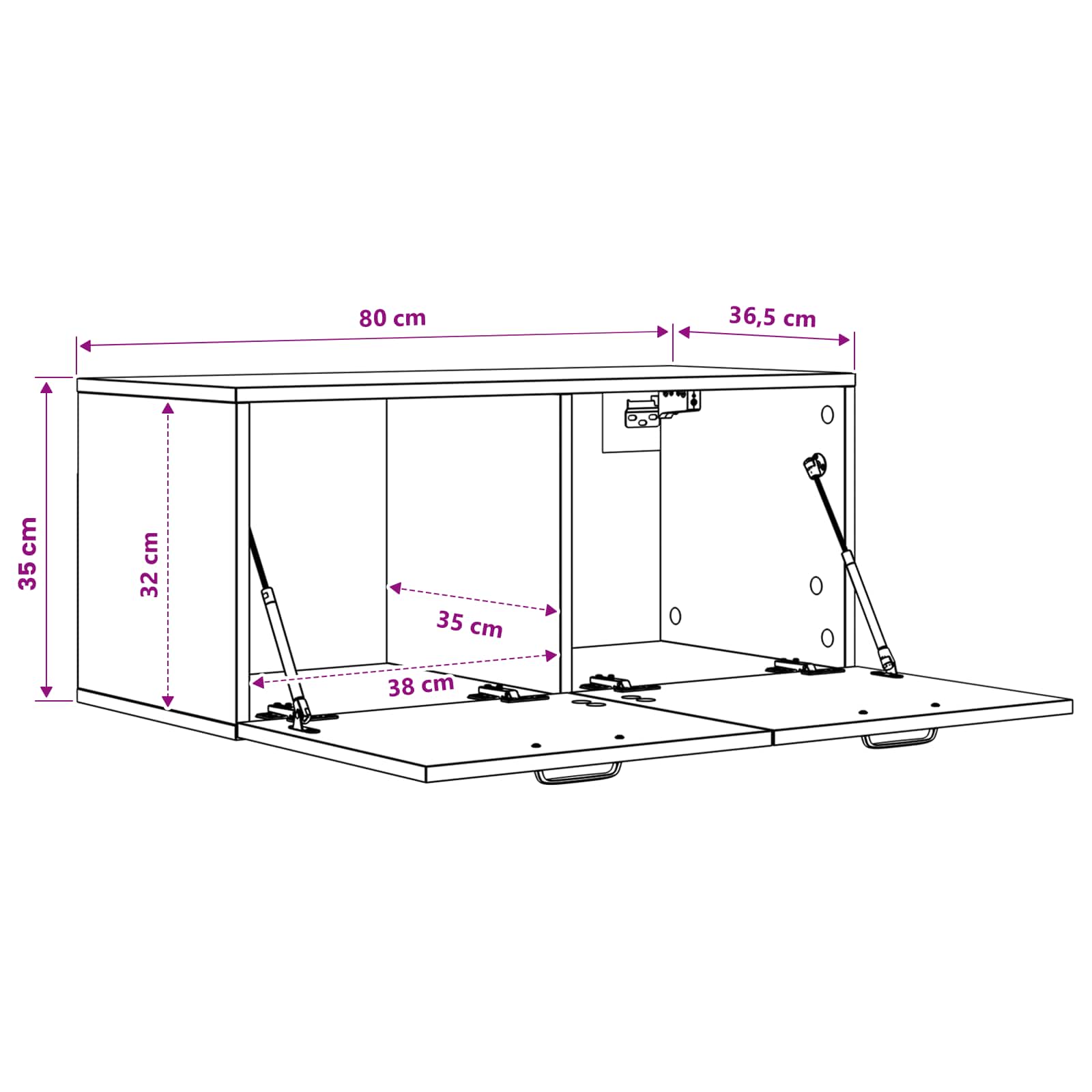 Wandschrank Wandhalterung 80 X 36,5 X 35 Cm