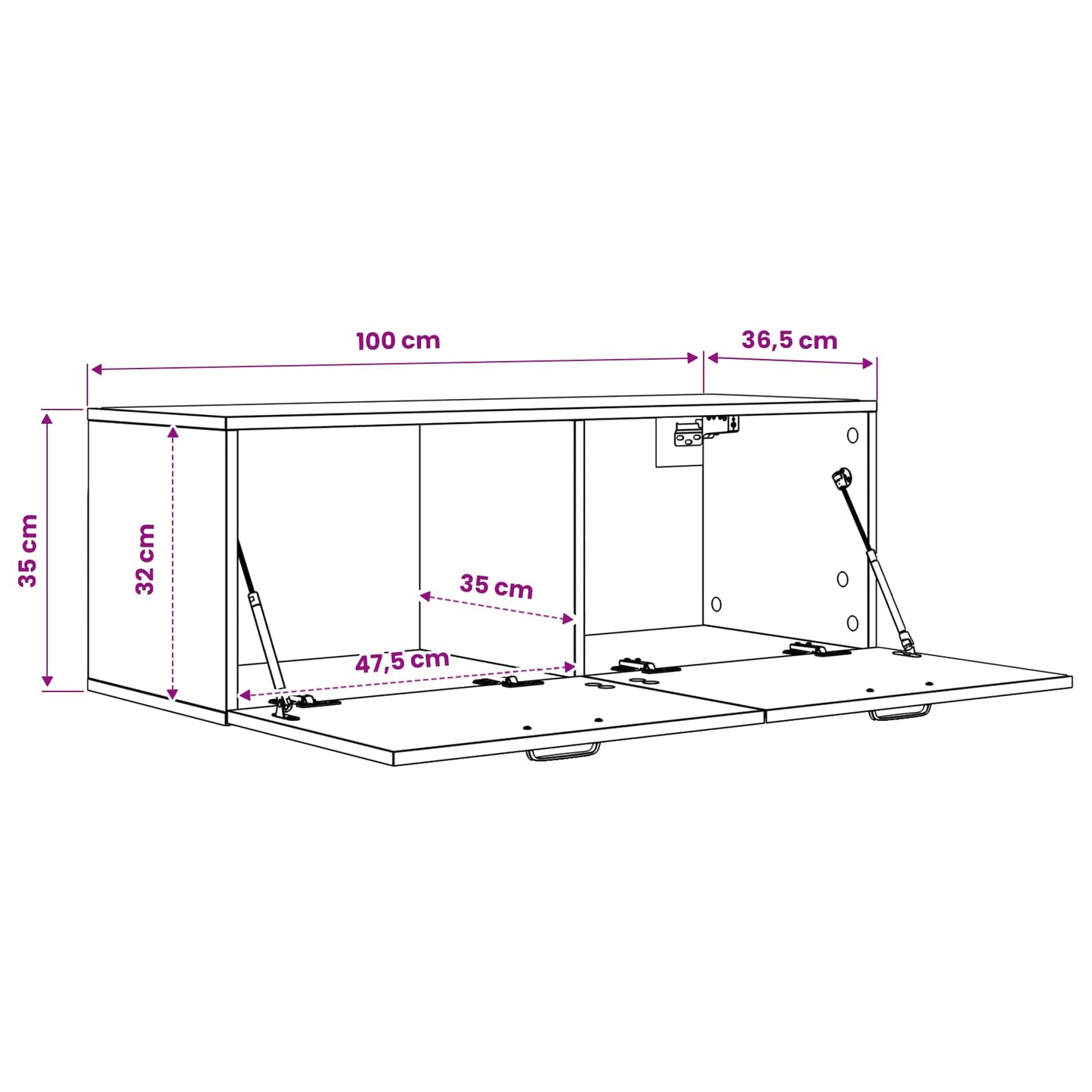 Wandschrank 100 X 36,5 X 35 Cm Holzwerkstoff
