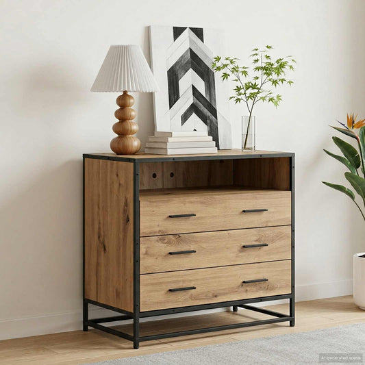 Schubladenschrank 3-Schublade Artisan-Eiche 70 X 41 X 70 Cm
