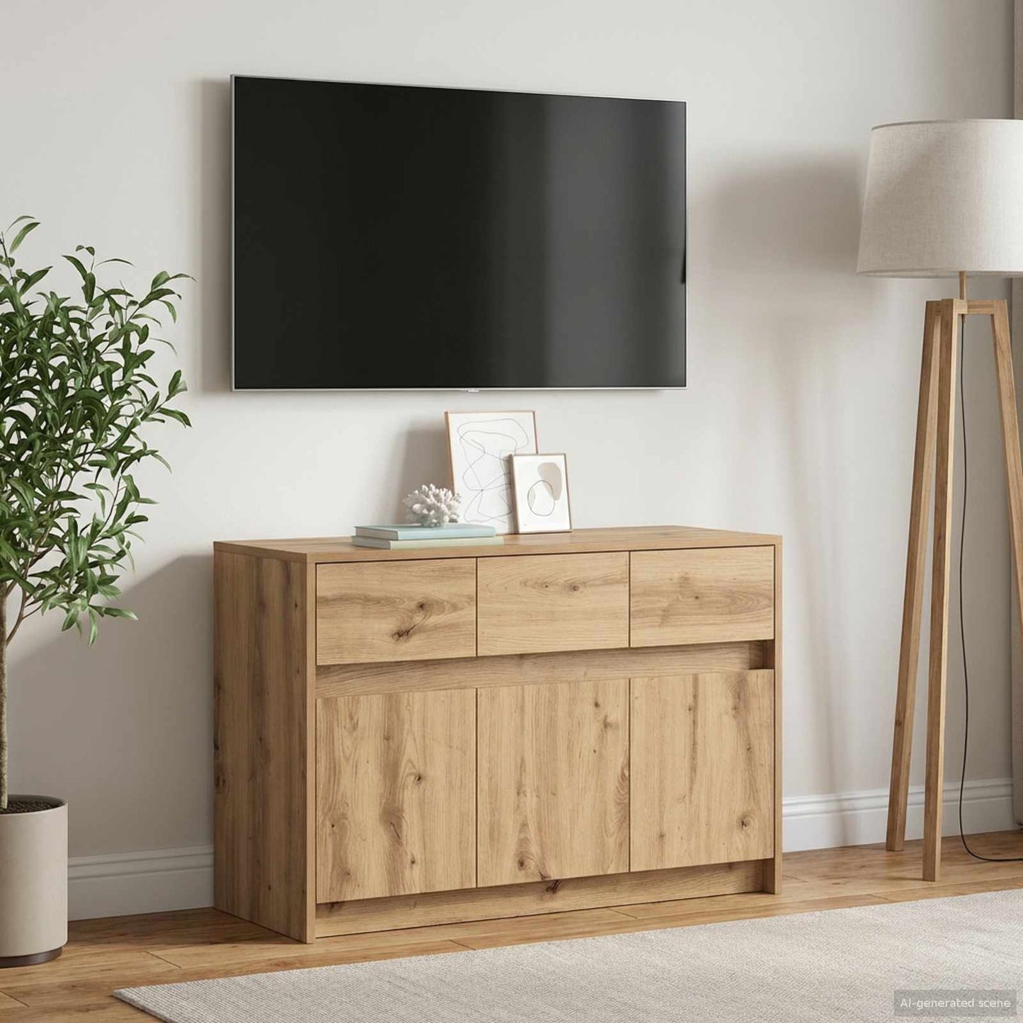 Tv-Schränk 91 X 34 X 61 Cm Artisan-Eiche Holzwerkstoff
