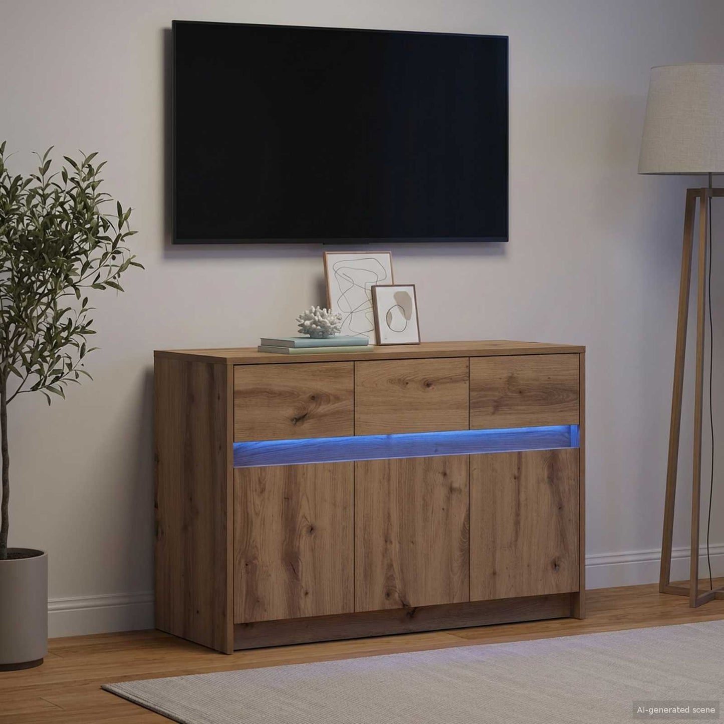 Tv-Schränk 91 X 34 X 61 Cm Artisan-Eiche Holzwerkstoff