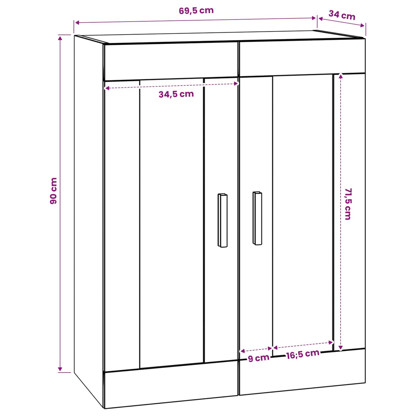Wandschrank Wandhalterung 69,5 X 34 X 90 Cm