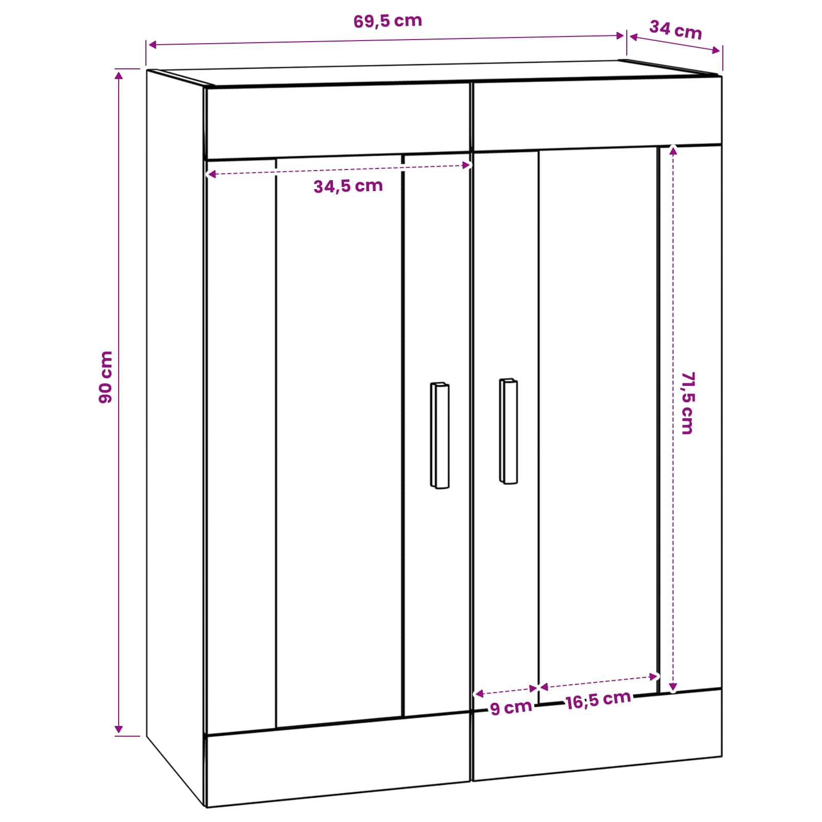 Wandschrank Wandhalterung 69,5 X 34 X 90 Cm