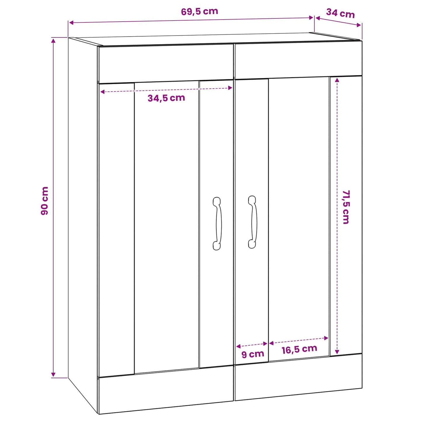 Wandschrank 69,5 X 34 X 90 Cm Holzwerkstoff