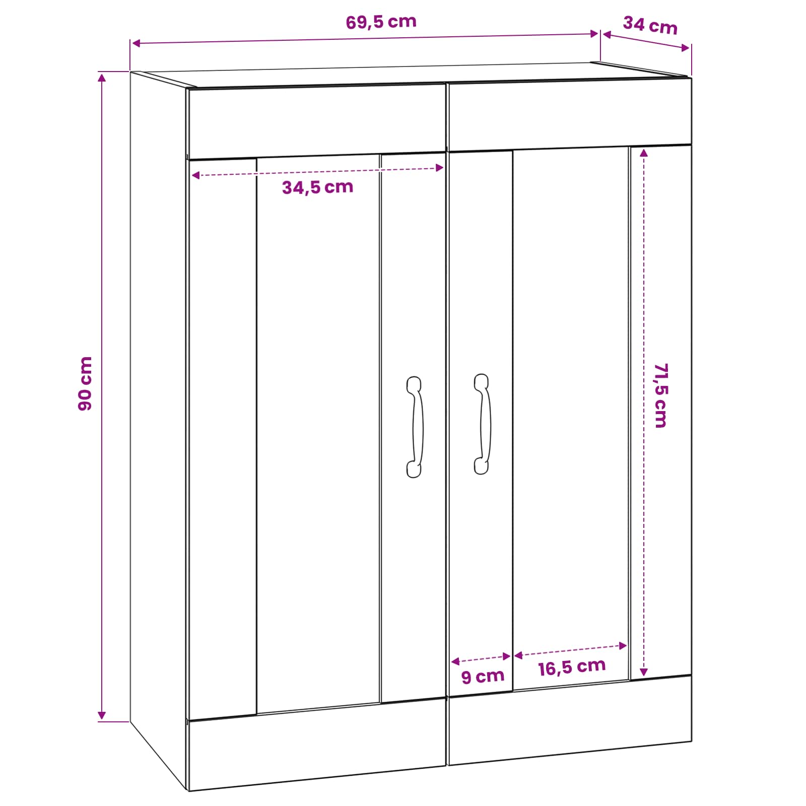 Wandschrank 69,5 X 34 X 90 Cm Holzwerkstoff