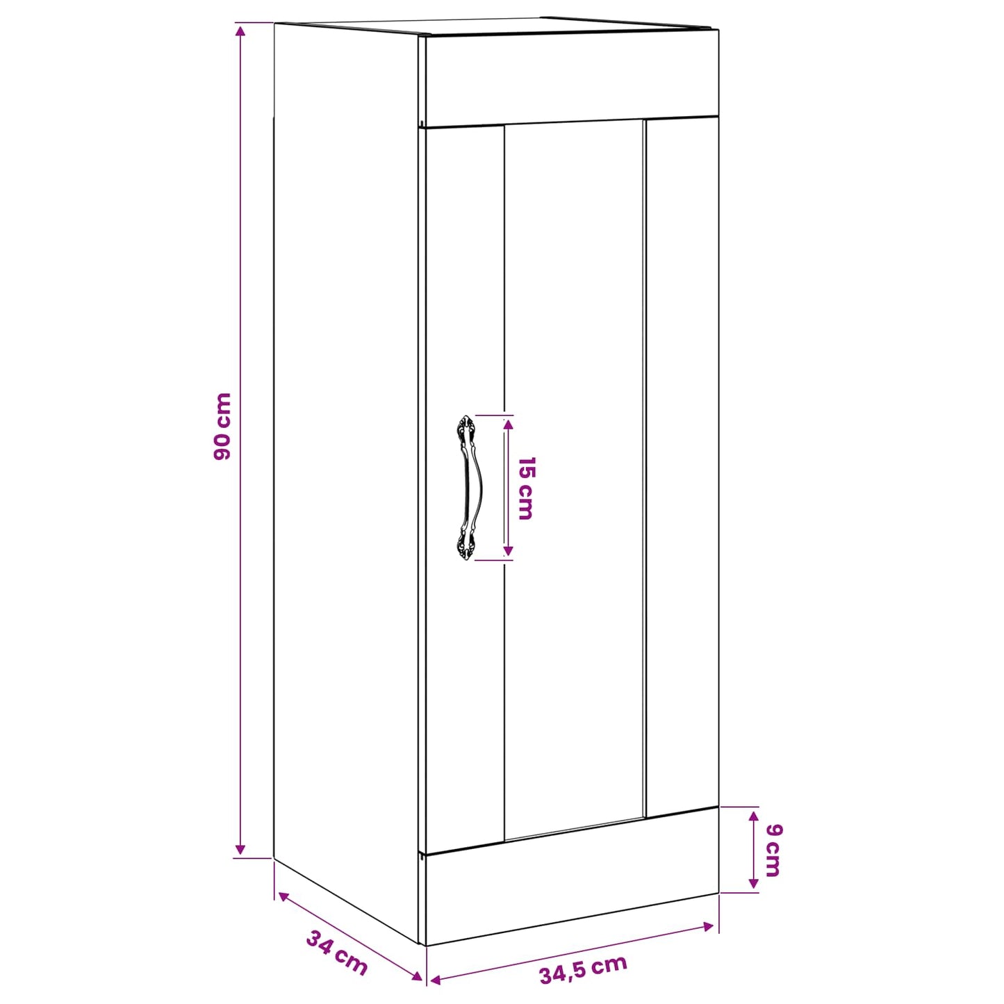 Wandschrank 34,5 X 34 X 90 Cm Holzwerkstoff