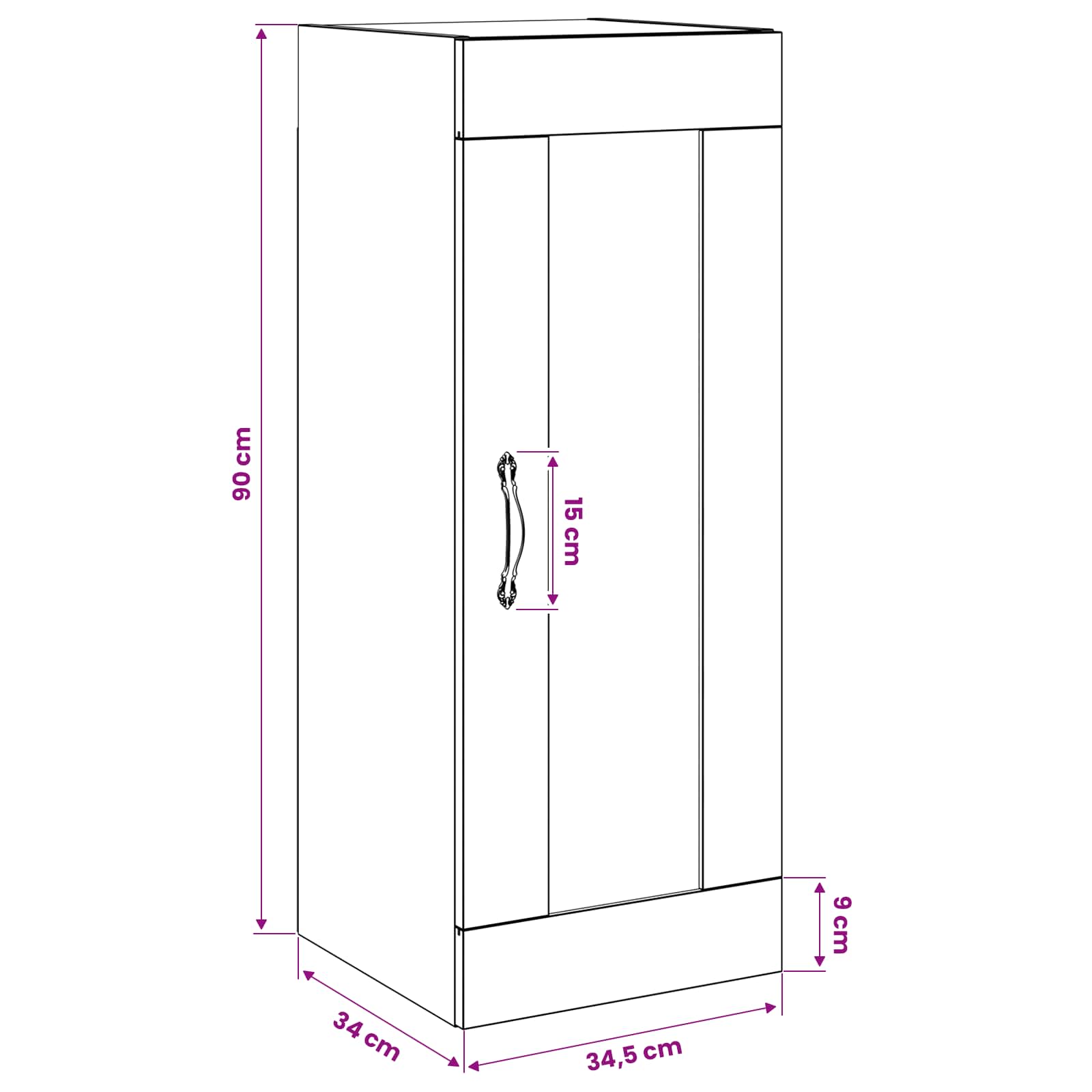 Wandschrank 34,5 X 34 X 90 Cm Holzwerkstoff