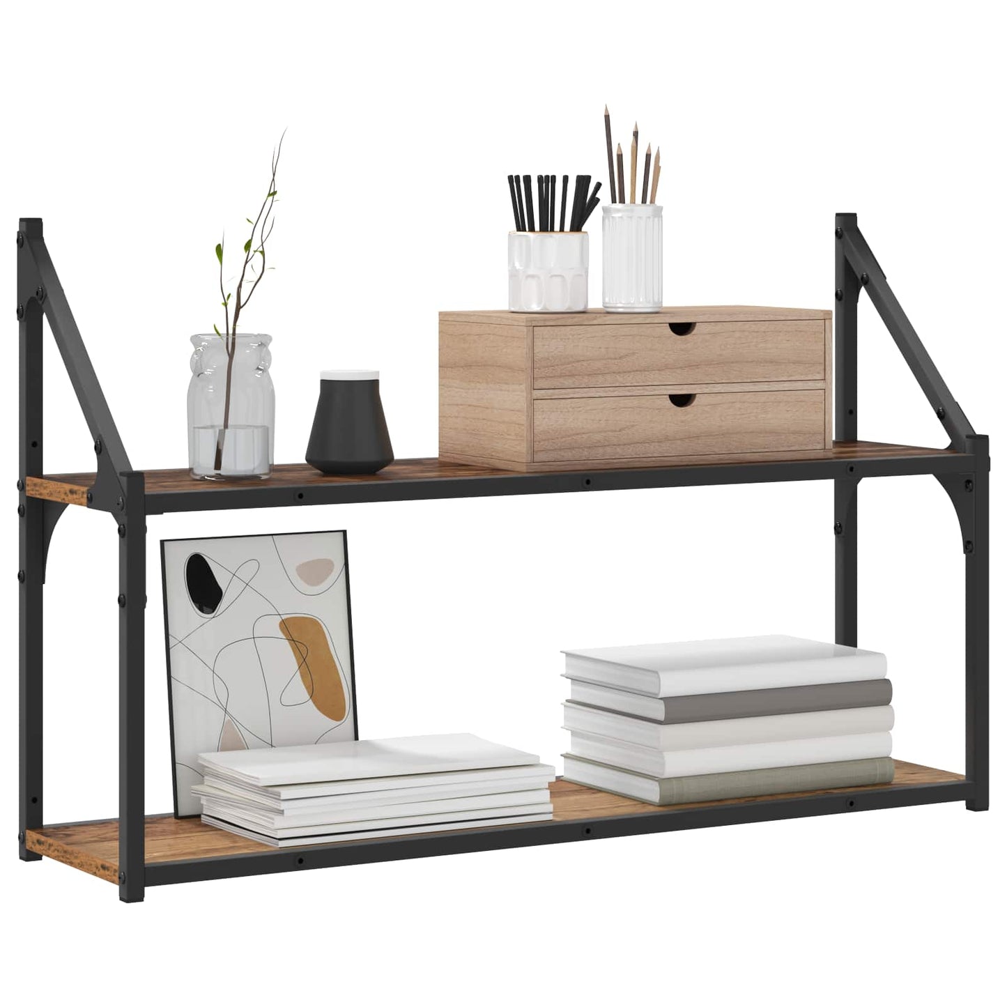 Wandregal Wandhalterung Altholz 80 X 21 X 51 Cm Metall Pb